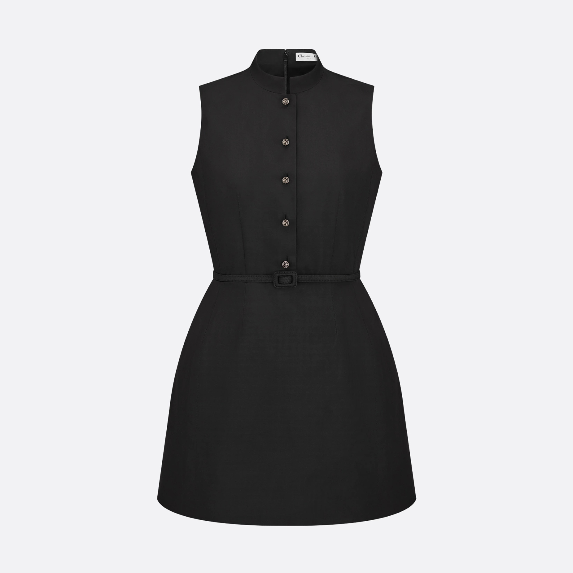 NIGO Dior Women's Summer Removable Ruched Collar High Street Solid Color Belted Silk-Cotton Single Breasted Sleeveless Flared Short Dress Dresses Ngvp #nigo2329