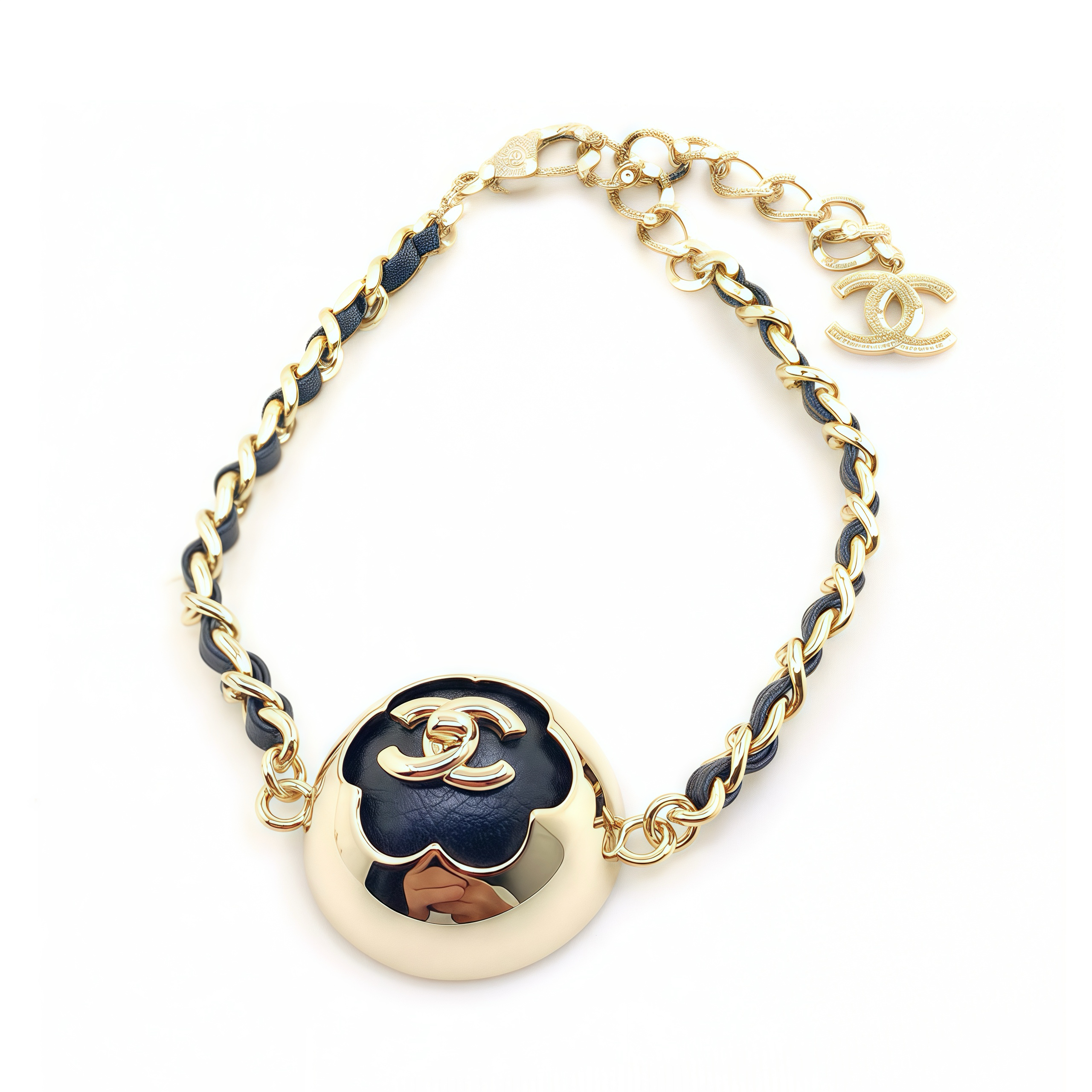 NIGO Chanel Women's Fashion Classic Light Gold Round Black Leather Bracelet with Logo Emblem Bracelet Jewelry  Accessories #nigo78555