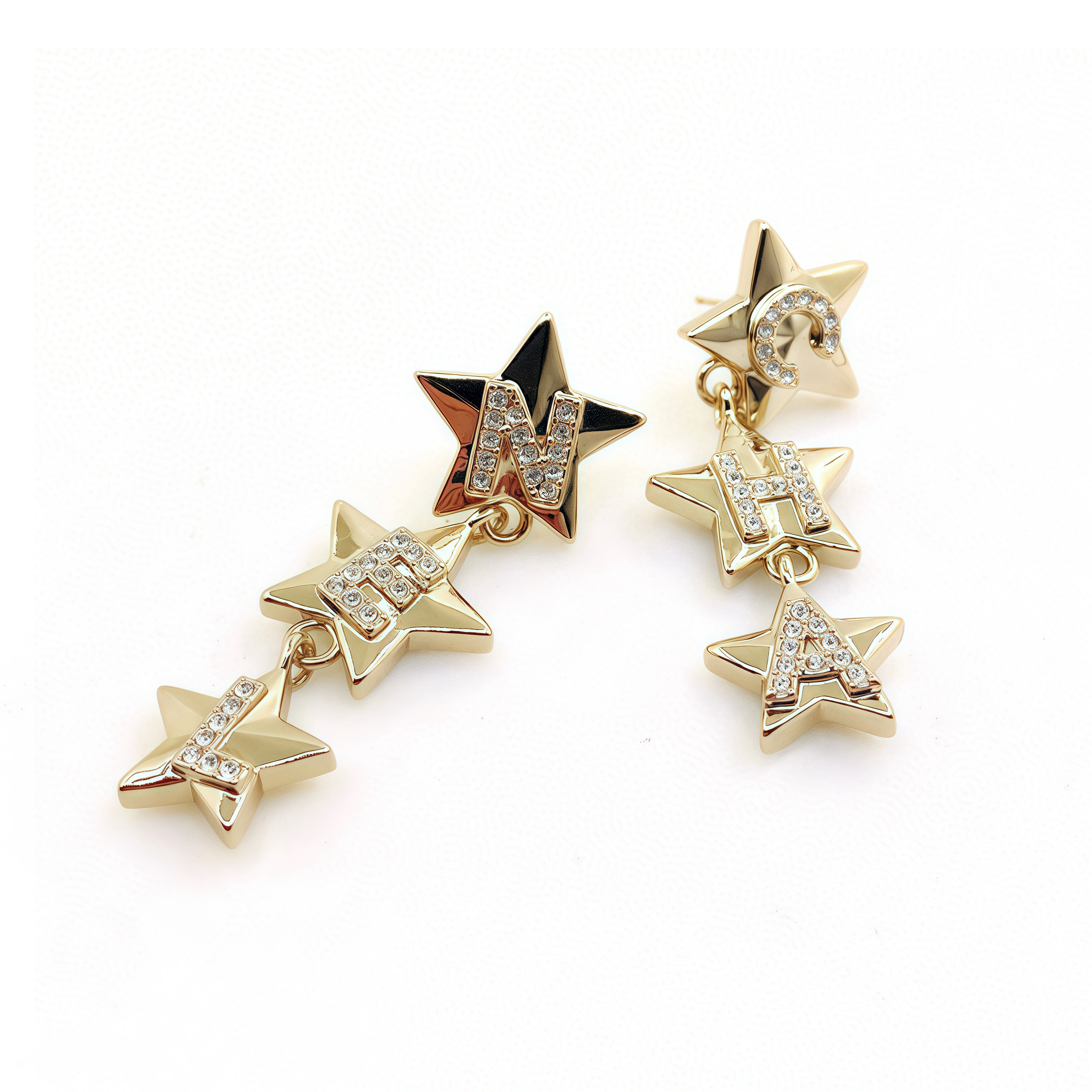 NIGO Chanel Women's Fashion Classic Fringe Rhinestone Star Letter Stud Earrings Jewelry Accessories #nigo78552