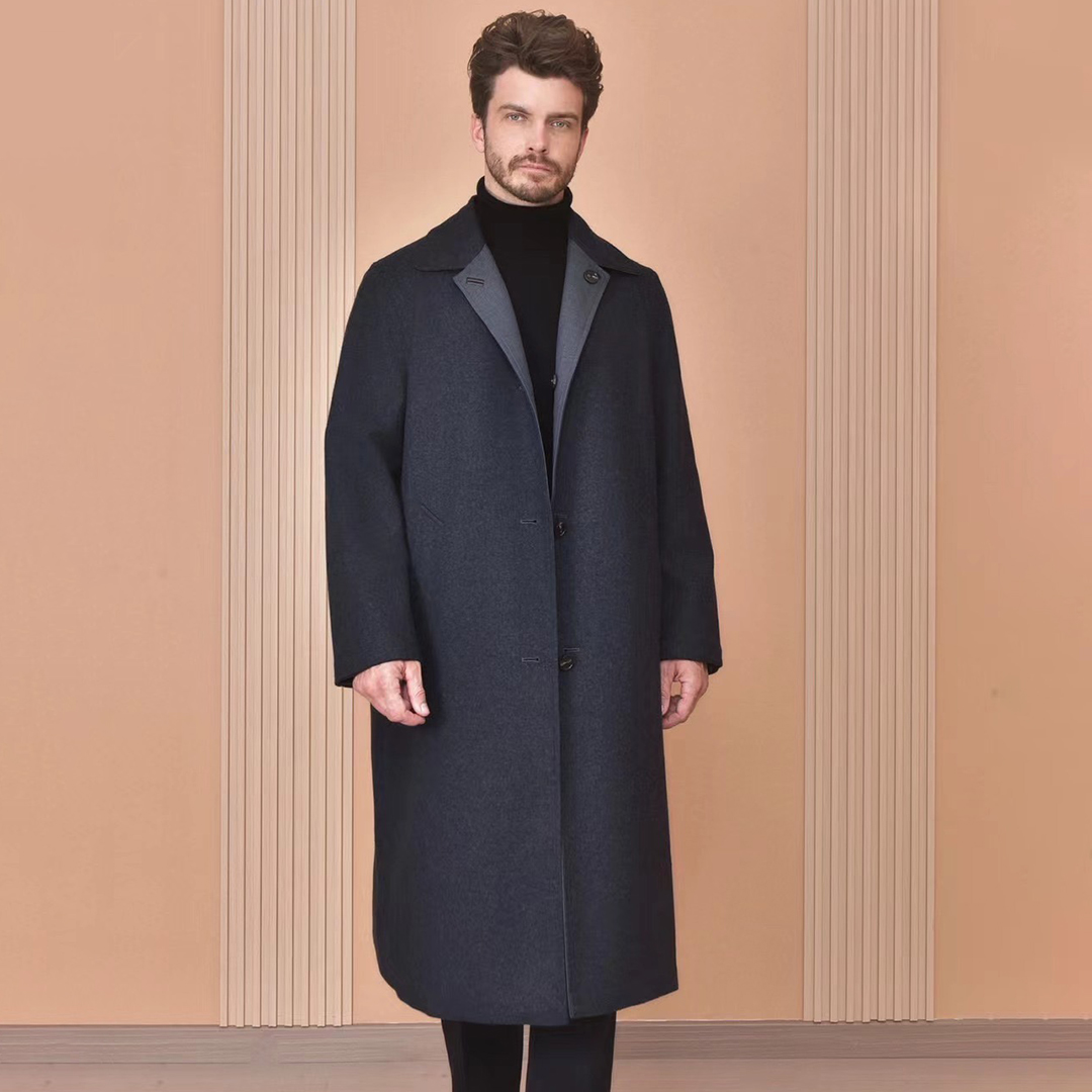 NIGO Loro Piana Men's Reversible Double-Faced Coat with Belt, Single-Button Lapel, Long Fit Jacket Ngvp #nigo2336