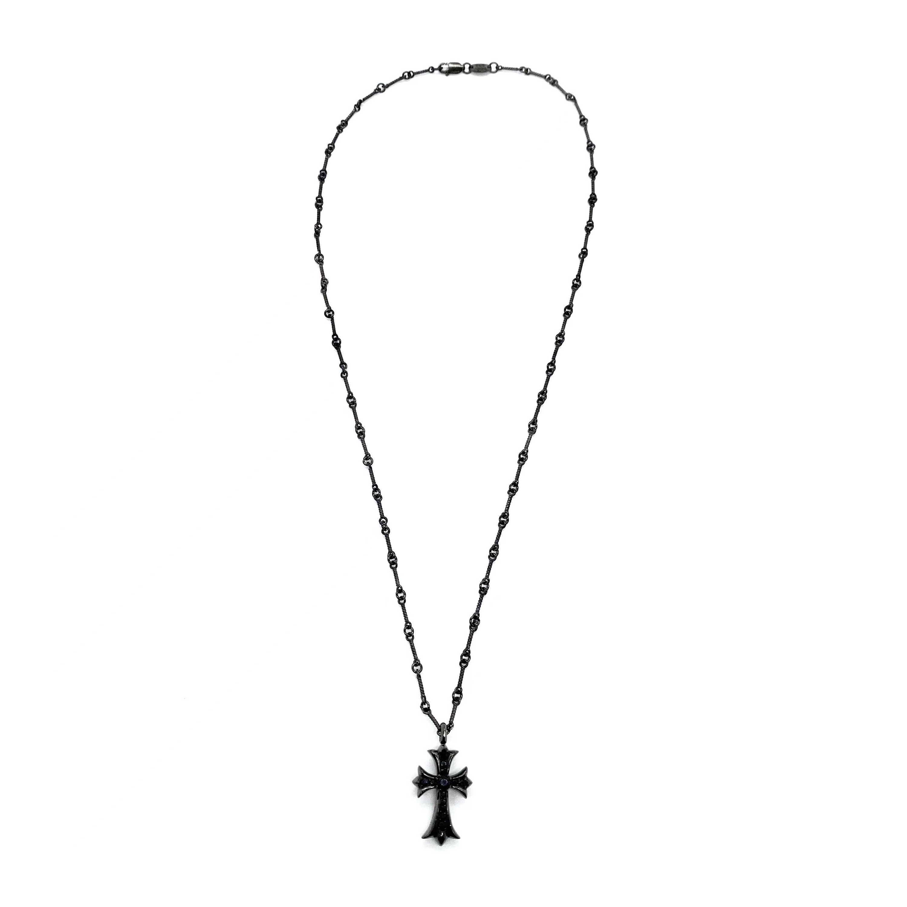 NIGO Chrome Hearts Men's And Women's Fashion Trend 925 Sterling Silver Plated Double Cross Inlay Design Necklace Jewelry  Accessories #nigo78558