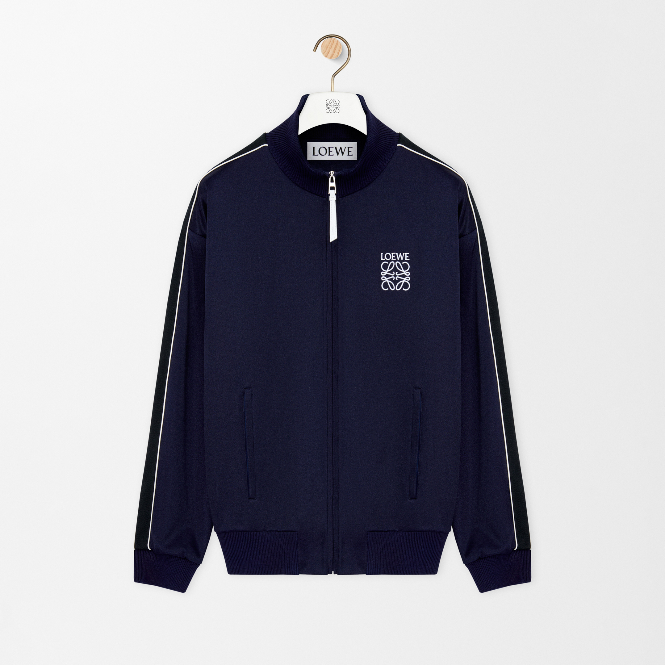 NIGO Loewe Men's Spring/fall Casual High Neck Zipper Solid Color Knit Fabric Embroidered Long Sleeve Jacket Solid Color Stretch Waistband Solid Color Knit Casual Pants Suit Set #nigo78539