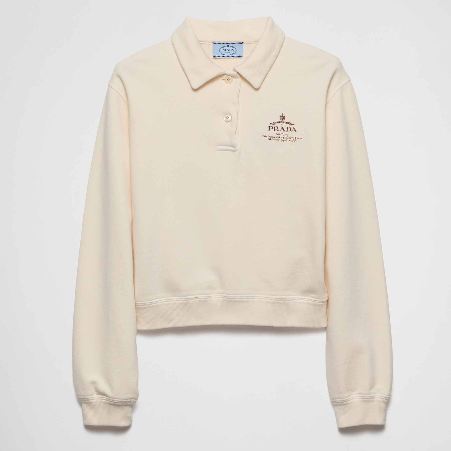 NIGO Prada Cotton Fleece Polo Shirt Women's Fall And Winter White Lapel Long Sleeve Sweatshirt Pullover Logo T-shirt #nigo81542