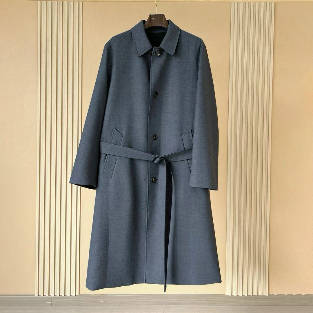 NIGO Loro Piana Men's Reversible Double-Faced Coat with Belt, Single-Button Lapel, Long Fit Jacket Ngvp #nigo2336
