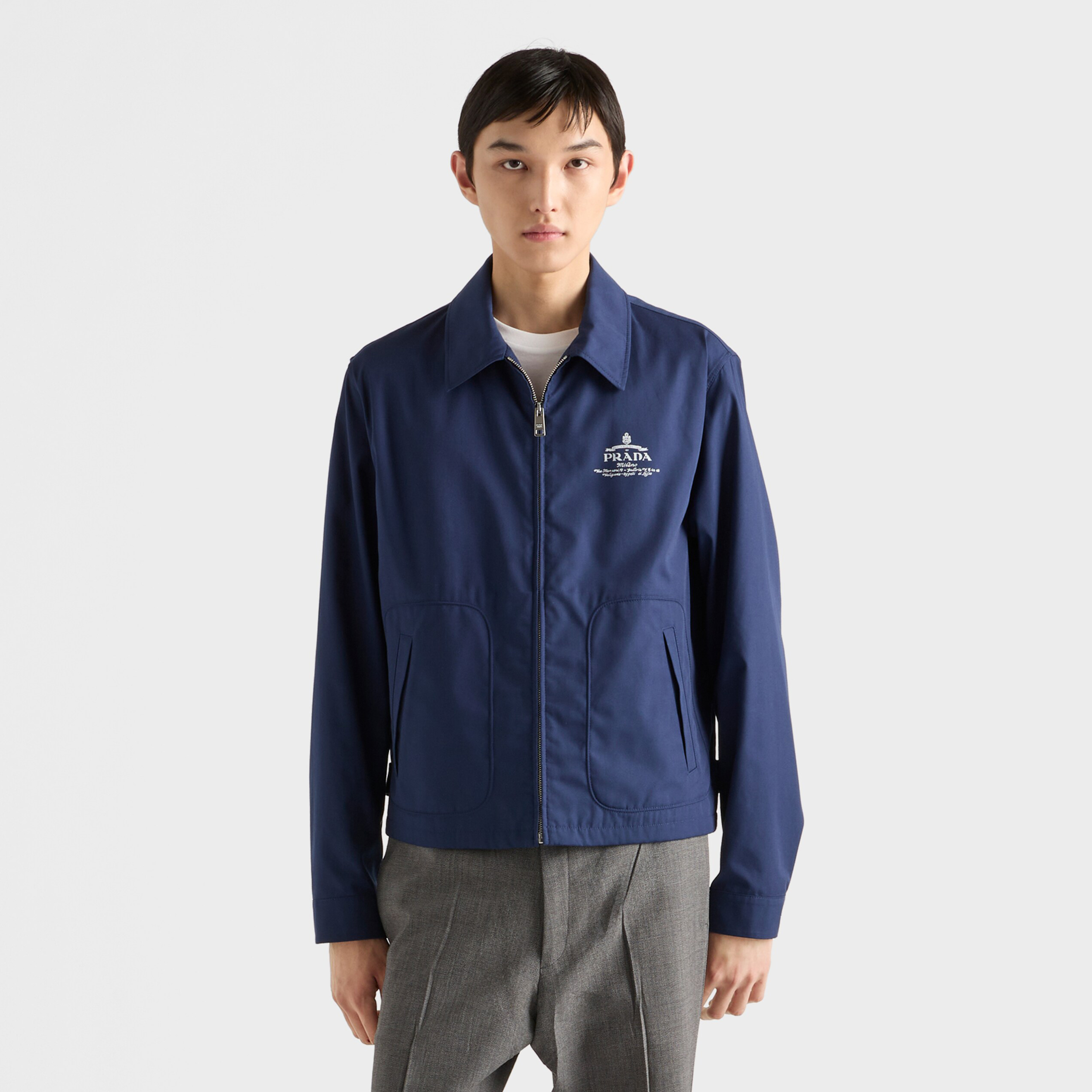 NIGO Prada Men's Spring/Fall Casual Fashion Solid Color Logo Collar Zipper Cotton Blend Long Sleeve Short Jacket #nigo78559