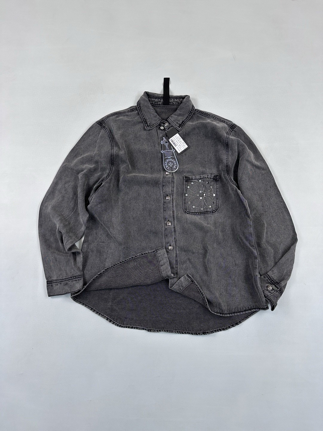 NIGO Chrome Hearts Men's Spring/Fall Fashion Casual Collared Single Breasted Washed Distressed Denim Shirt Jacket #nigo78566
