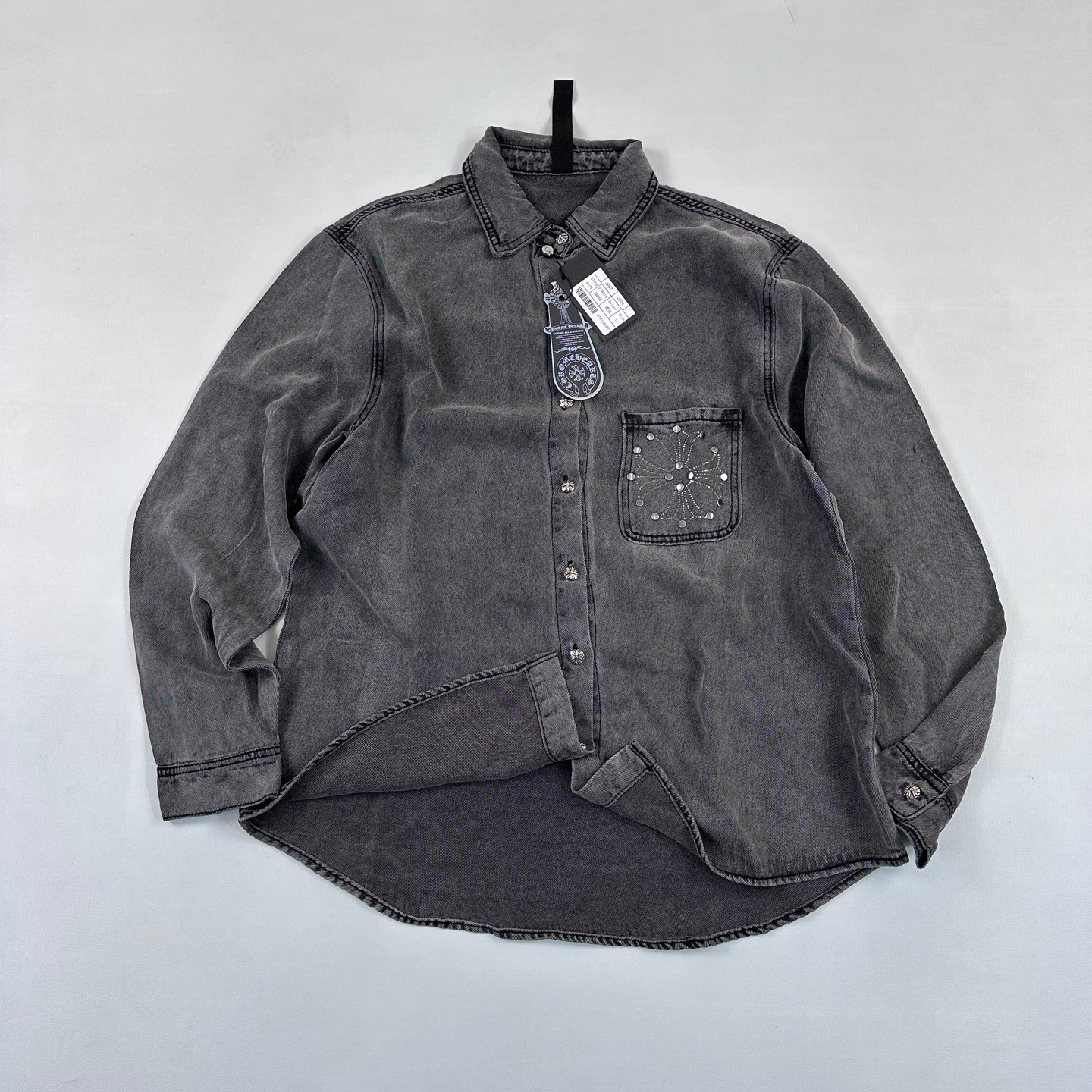 NIGO Chrome Hearts Men's Spring/Fall Fashion Casual Collared Single Breasted Washed Distressed Denim Shirt Jacket #nigo78566