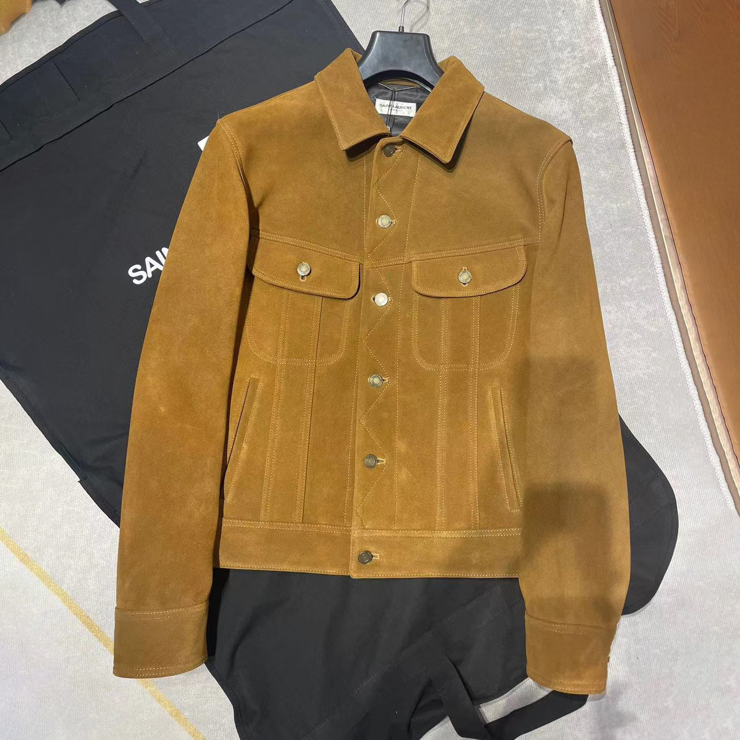 NIGO SAINT LAURENT  Suede Lapel Button Jacket Coat #nigo95154