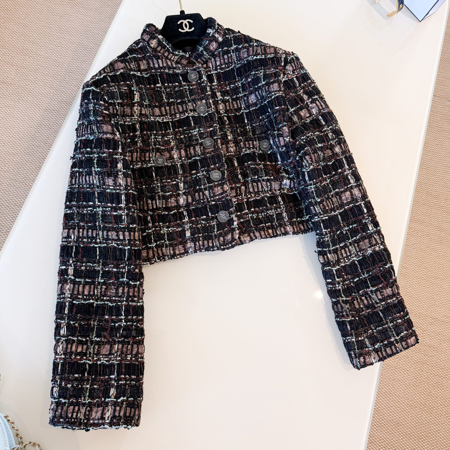 NIGO Chanel Women's Spring/Fall Vintage Tweed Stand Collar Single-Breasted Casual Short-Sleeve Jacket High-Street Skirt Ngvp #nigo2343