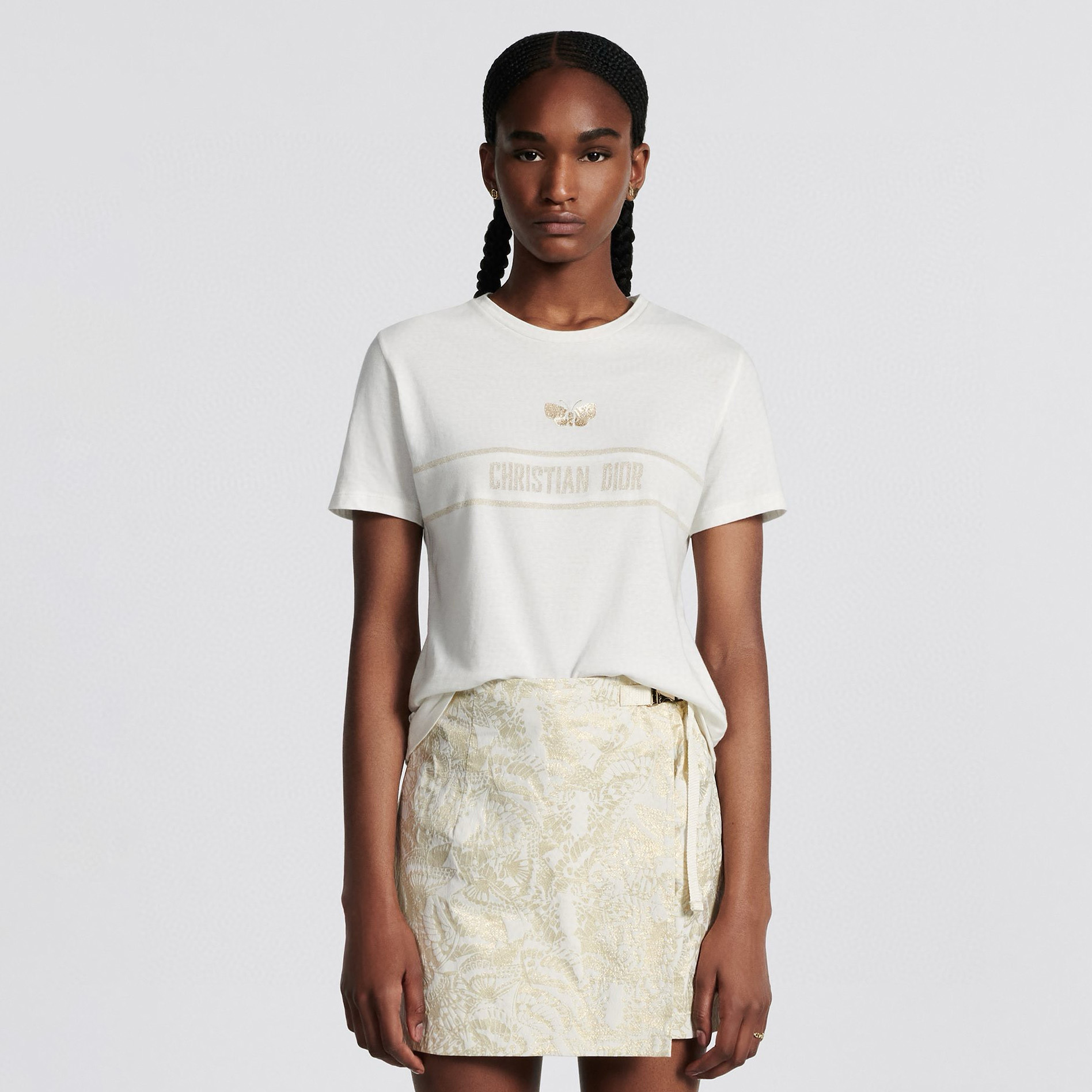 NIGO Dior Women's Summer Fashion Casual Crew Neck Cotton Short Sleeve T-Shirt with Gold Thread Embroidery T-Shirt #nigo78579