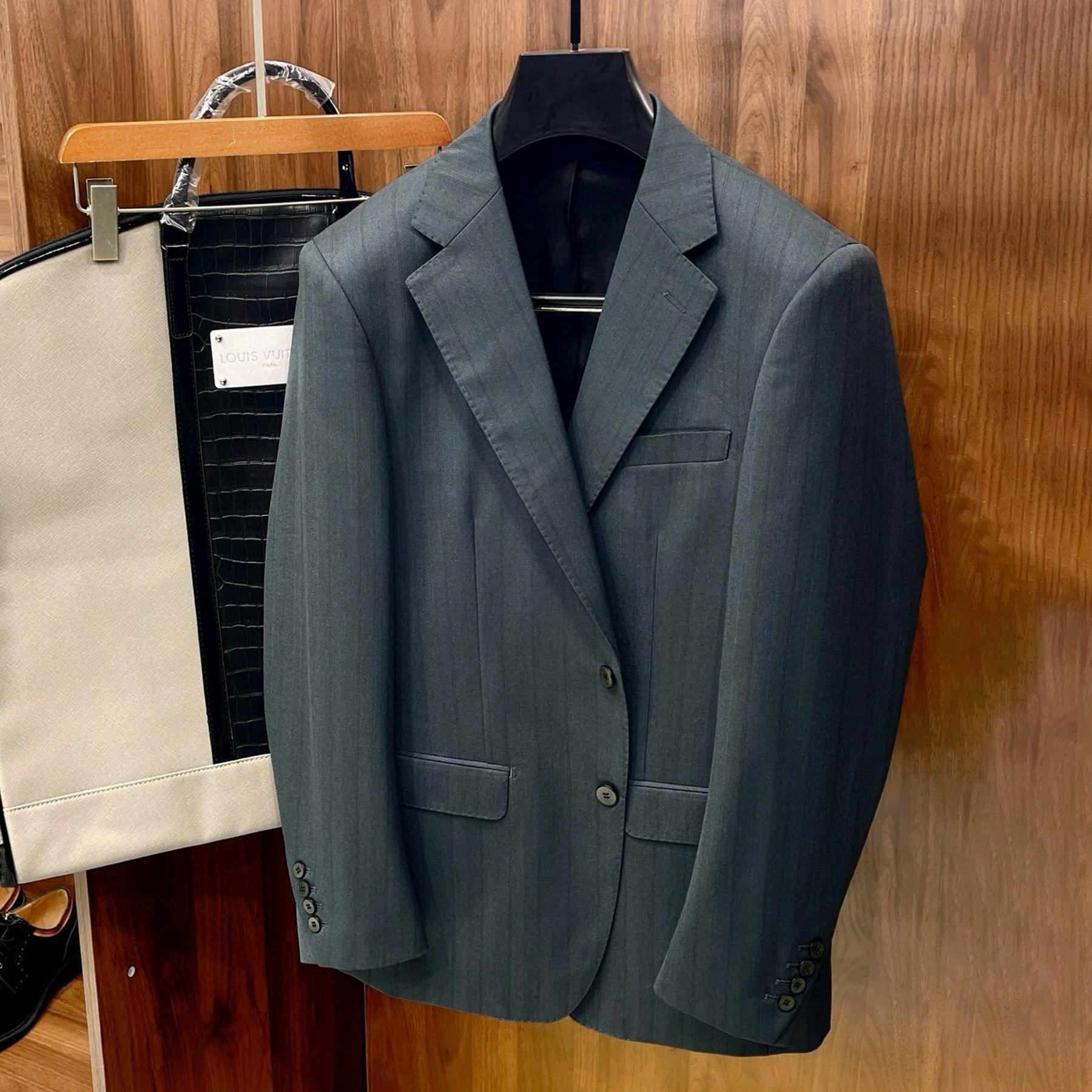 NIGO Louis Vuitton Men's Fall And Winter Business High-end Tide Wool Blazer Tops Wedding Suit Casual Pants Dark Stripe Suit Set Suit Set Ngvp #nigo2442