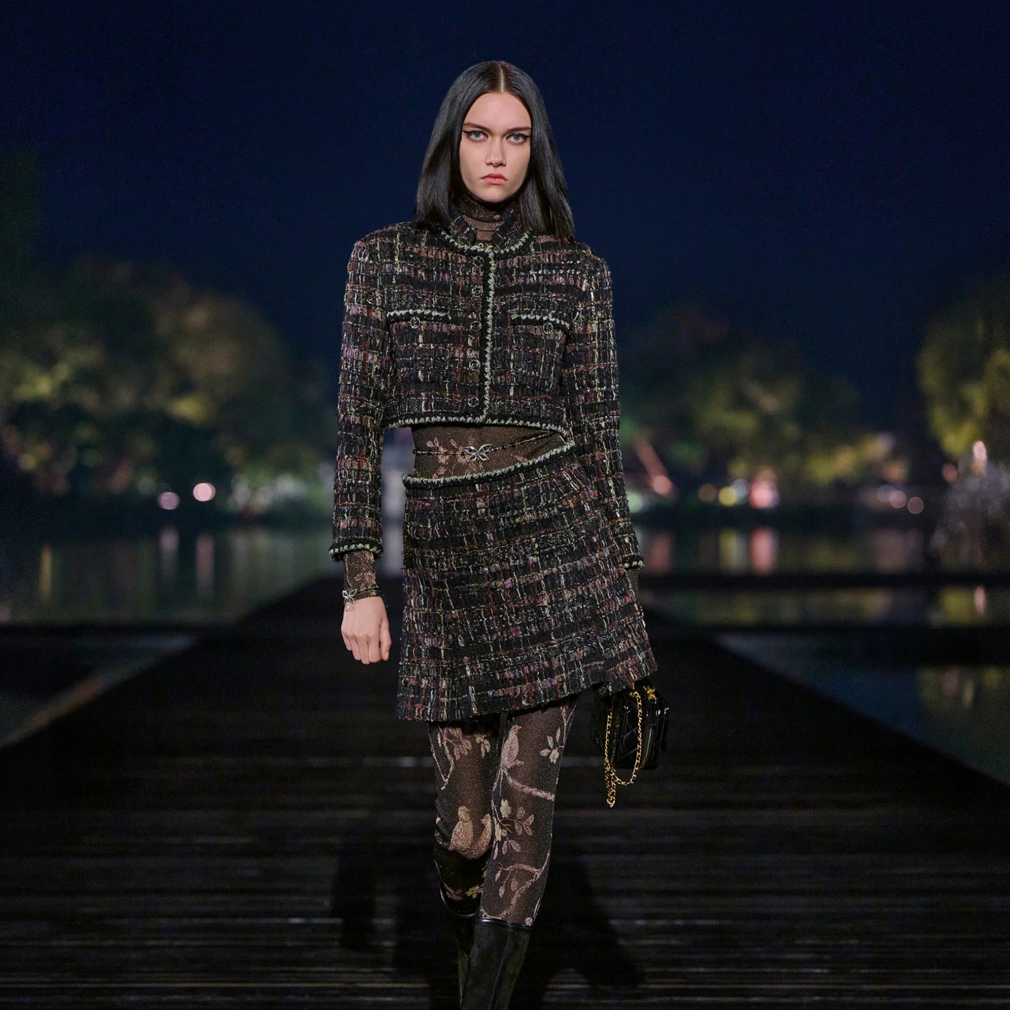 NIGO Chanel Women's Spring/Fall Vintage Tweed Stand Collar Single-Breasted Casual Short-Sleeve Jacket High-Street Skirt Ngvp #nigo2343