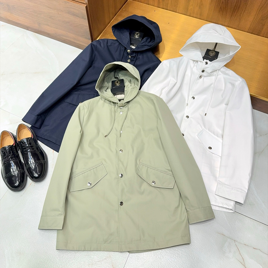 NIGO Loro Piana Men's Spring/Fall Solid-Color Double-Pocket Drawstring Single-Breasted Hooded Trench Coat Ngvp #nigo2339