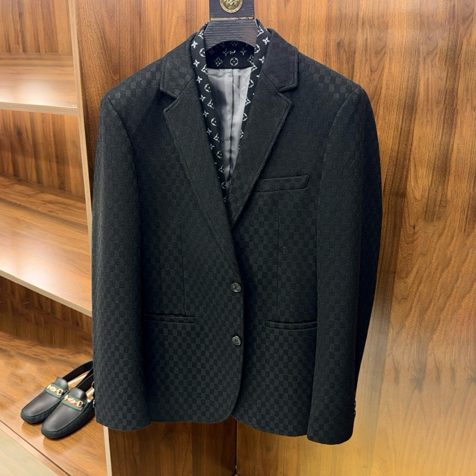NIGO Louis Vuitton Men's Spring/Fall Fashion Classic V Neck Knit Plaid Fabric Single Breasted Suit Jacket #nigo78575