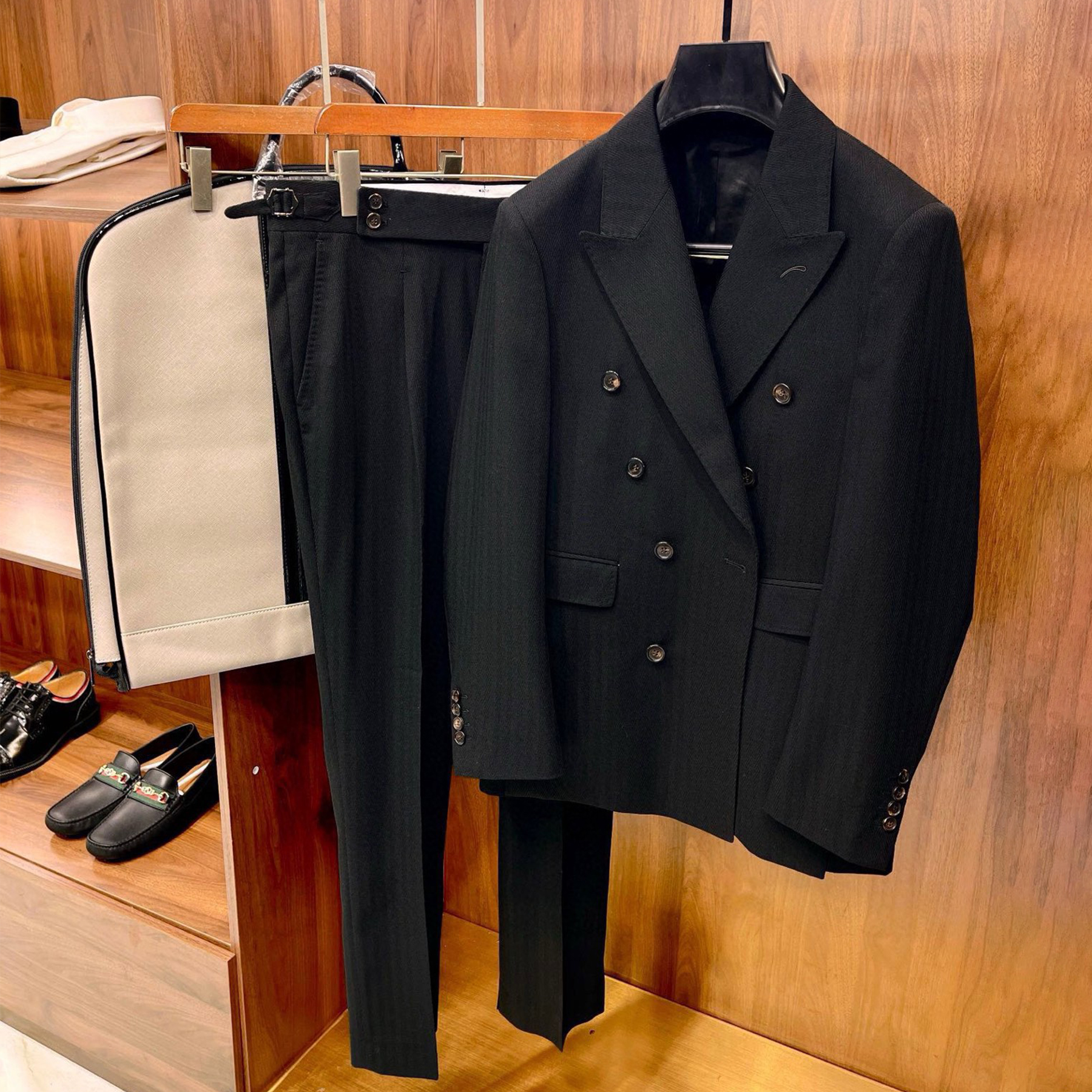 NIGO Louis Vuitton Men's Fall And Winter Business High-end Tide Wool Double-breasted Blazer Top Wedding Suit Casual Pants Black Suit Set Ngvp #nigo2443