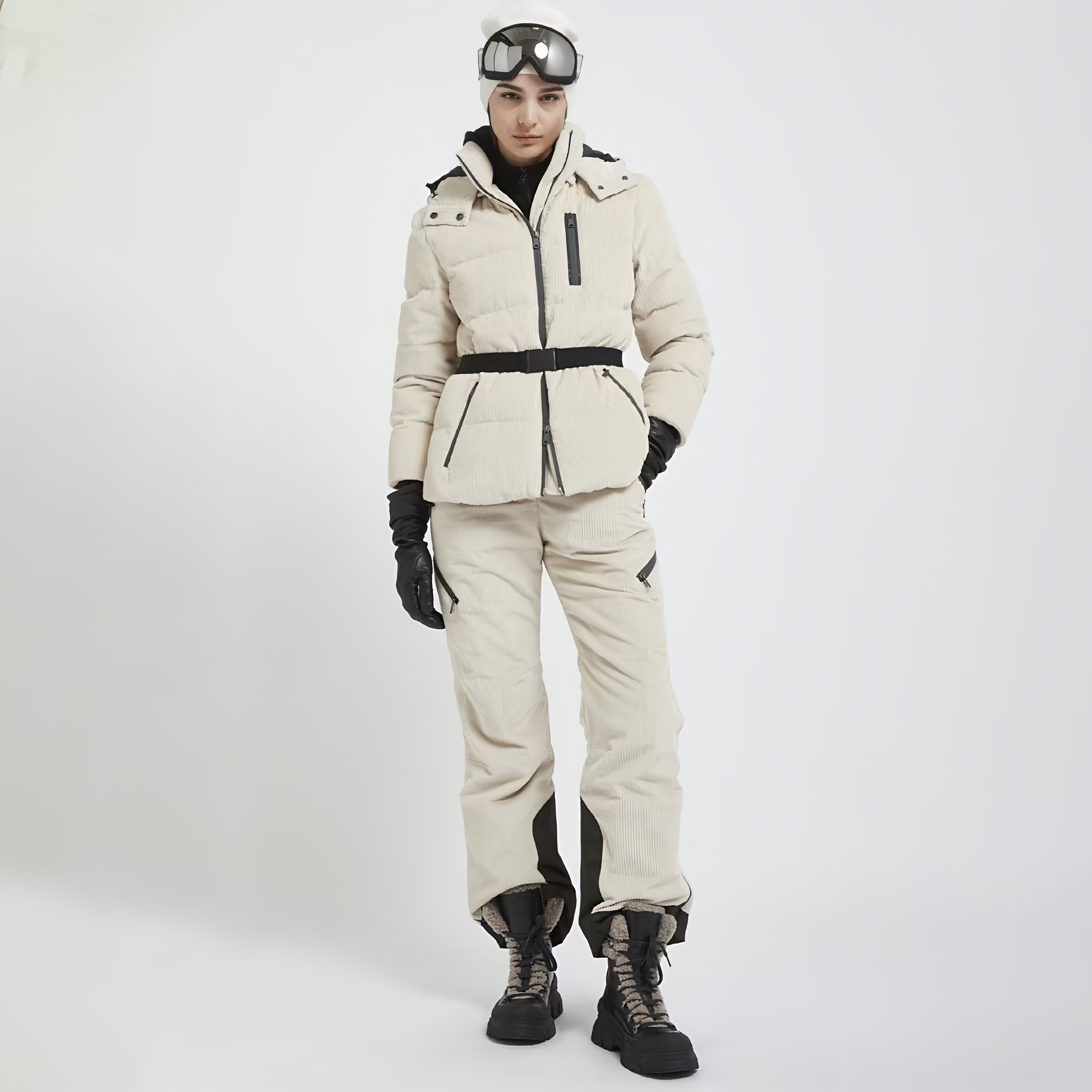 NIGO Brunello Cucinelli Women's Fall And Winter Waist Thin With Belt Ski Series Cotton Down Jacket Hooded Removable Goose Down Jacket Coat Ngvp #nigo2448