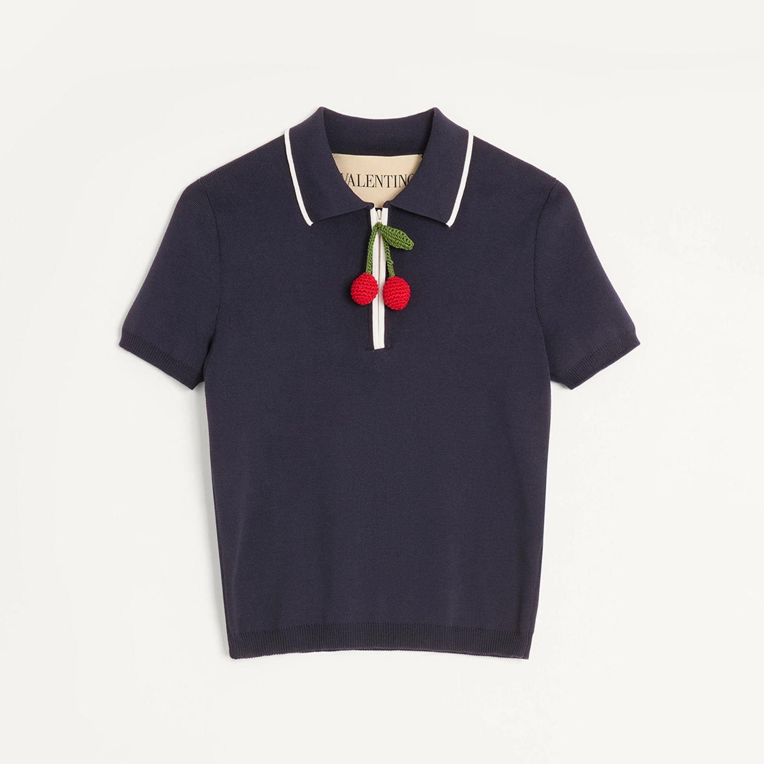 NIGO Valentino Women's Summer Cherry-Print Solid-Color Cotton Crewneck Knit Polo Short-Sleeve T-Shirt Ngvp #nigo2345