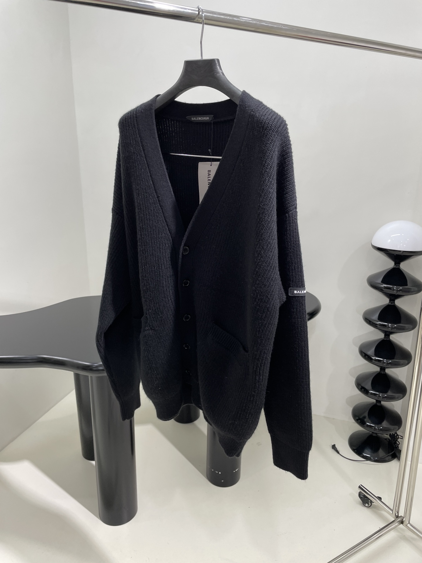 NIGO Balenciaga Men's And Women's Spring/Fall Fashion Casual Solid Color V-Neck Single Button Long-Sleeve Drop Shoulder Knit Cardigan #nigo78612