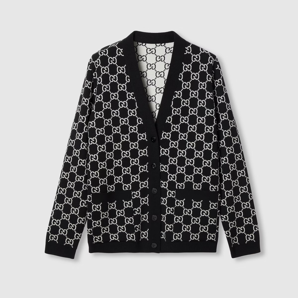 NIGO Gucci Men's And Women's Fall/Winter Fashion Casual Vintage Elegant V-Neck Single Button Reversible Logo Jacquard Knit Wool Cardigan #nigo78587