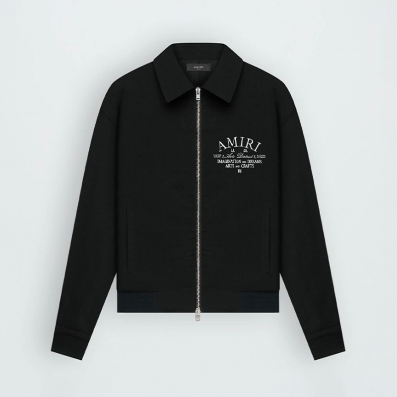 NIGO AMIRI Men's Arts District Jacket Spring/Fall Logo Embroidered Collar Zip-Up Solid Color Long Sleeve Outerwear #nigo81542
