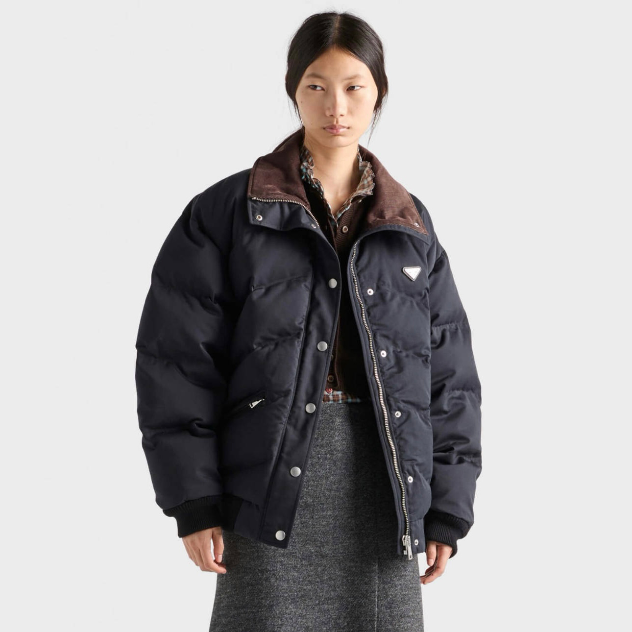 NIGO Prada Men's and Women's Winter Fashion Casual Triangle Logo Lapel Zipper Down Jacket #nigo78618