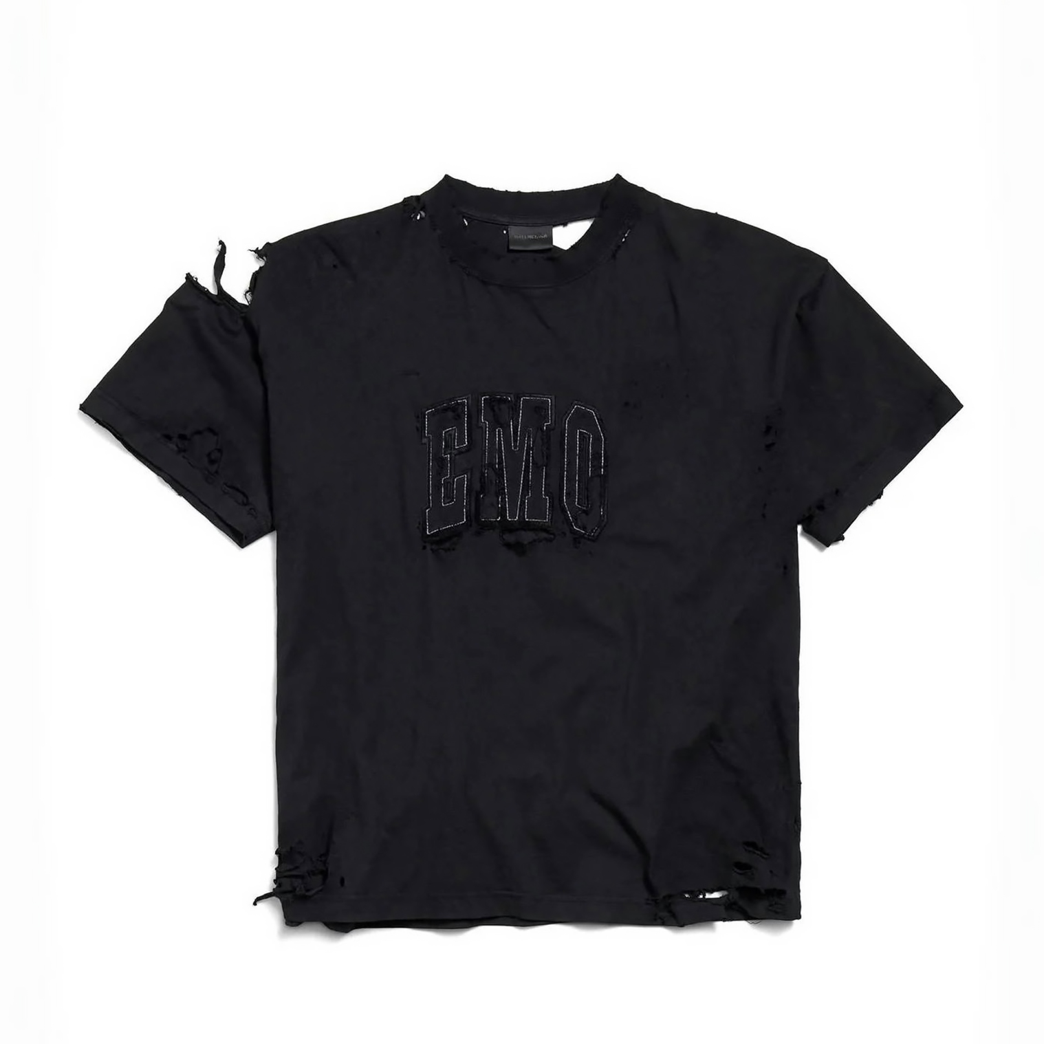 NIGO Balenciaga Women's Summer Logo EMO Embroidered Distressed Crew Neck Pullover Solid Color Short Sleeve T-Shirt #nigo81541