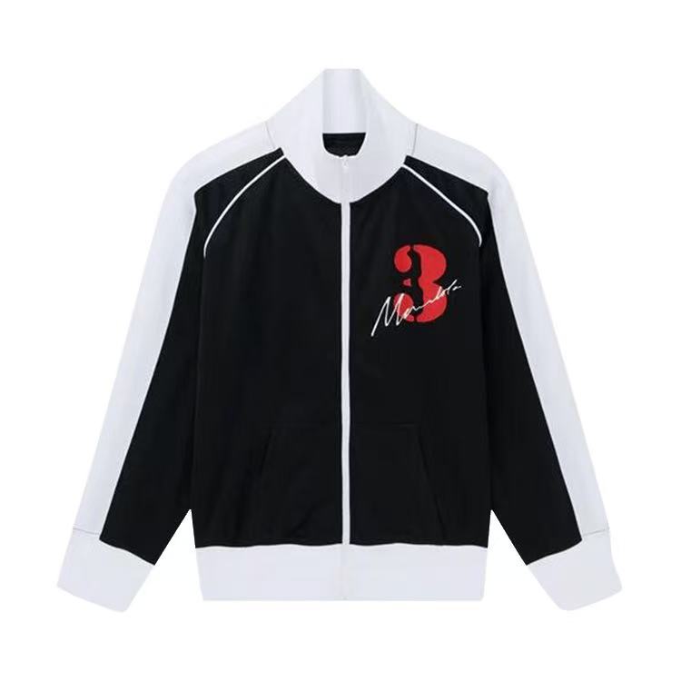 NIGO Mowalola Men's Women's Autumn And Winter Black And White Color Collision Sports Jacket Coat Number 3 Printed Standing Collar Zipper Casual Jacket Sportswear Ngvp #nigo2447
