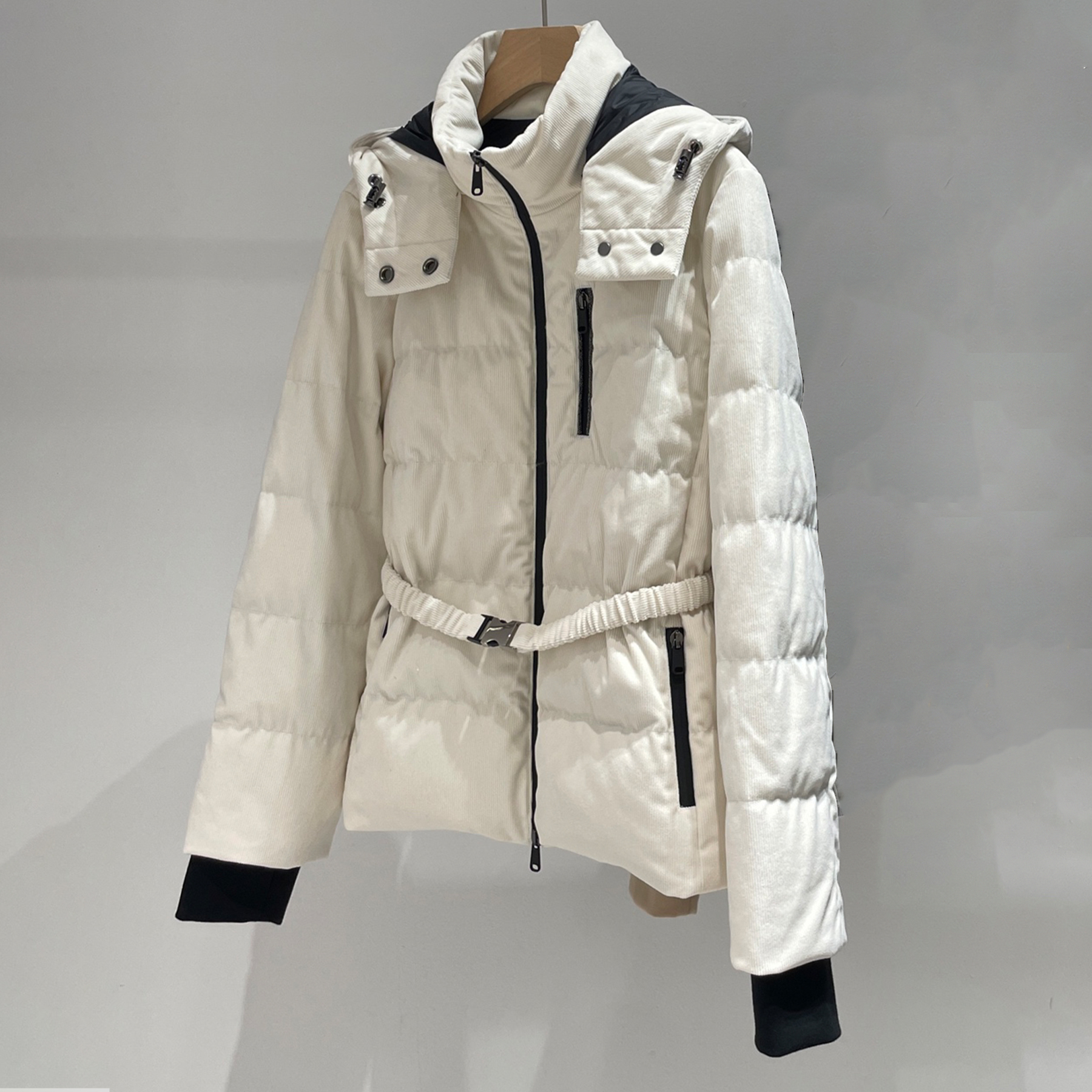 NIGO Brunello Cucinelli Women's Fall And Winter Waist Thin With Belt Ski Series Cotton Down Jacket Hooded Removable Goose Down Jacket Coat Ngvp #nigo2448