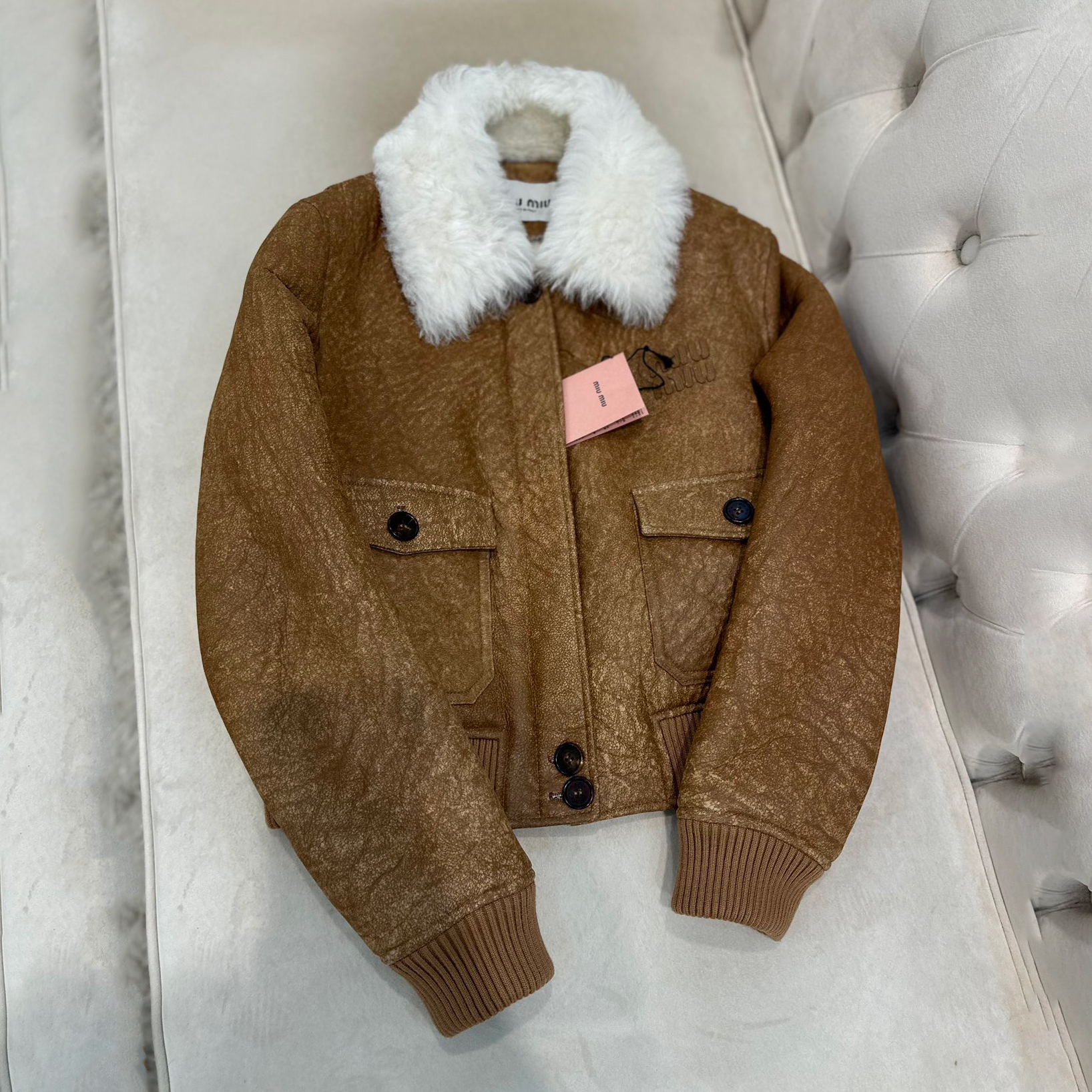 NIGO MiuMiu Women's Winter Fashion Casual Solid Color Lapel Single Breasted Deerskin Suede Brushed Long-Sleeve Cotton Coat Jacket #nigo78619