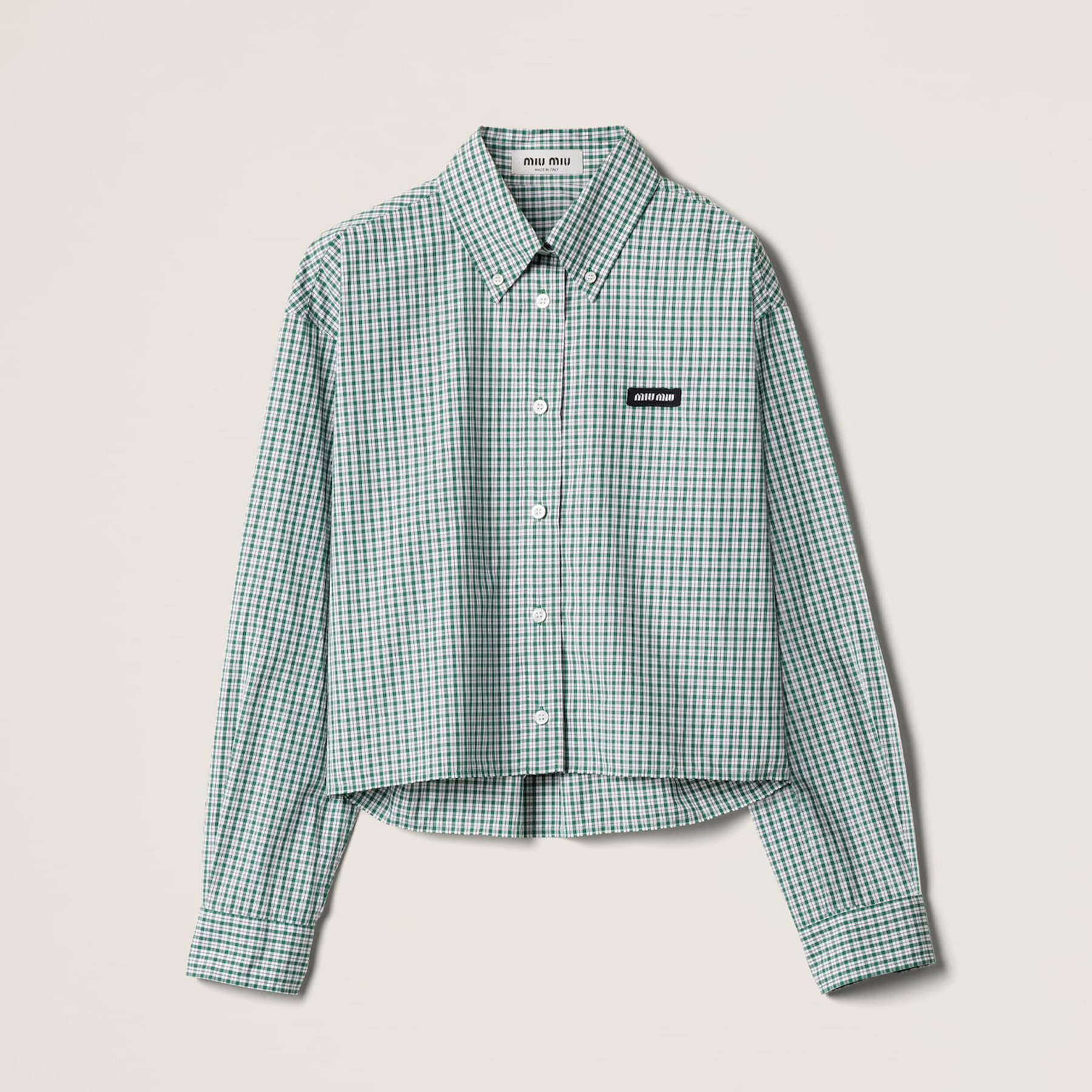 NIGO MiuMiu Women's Spring And Summer Green Plaid Shirt Logo Fashion Trend Elegant Casual Single-breasted Long-sleeved Jacket Shirt #nigo81459