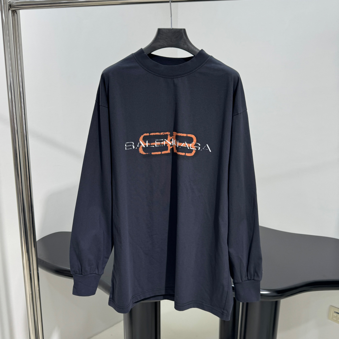 NIGO Balenciaga ﻿BB ICON STENCIL Men's Spring/Fall Fashion Casual Crew Neck Long Sleeve Vintage Solid Color Knit Oversized T-Shirt #nigo78614