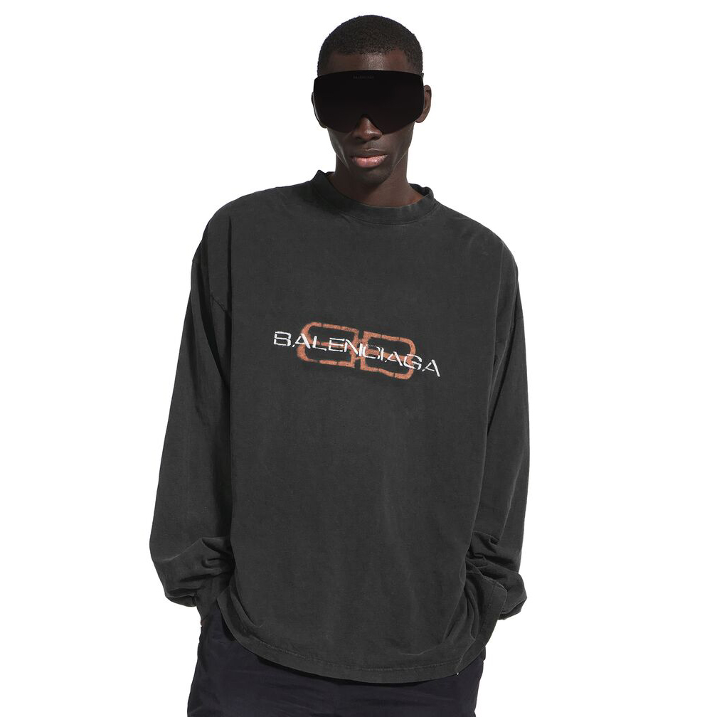 NIGO Balenciaga ﻿BB ICON STENCIL Men's Spring/Fall Fashion Casual Crew Neck Long Sleeve Vintage Solid Color Knit Oversized T-Shirt #nigo78614
