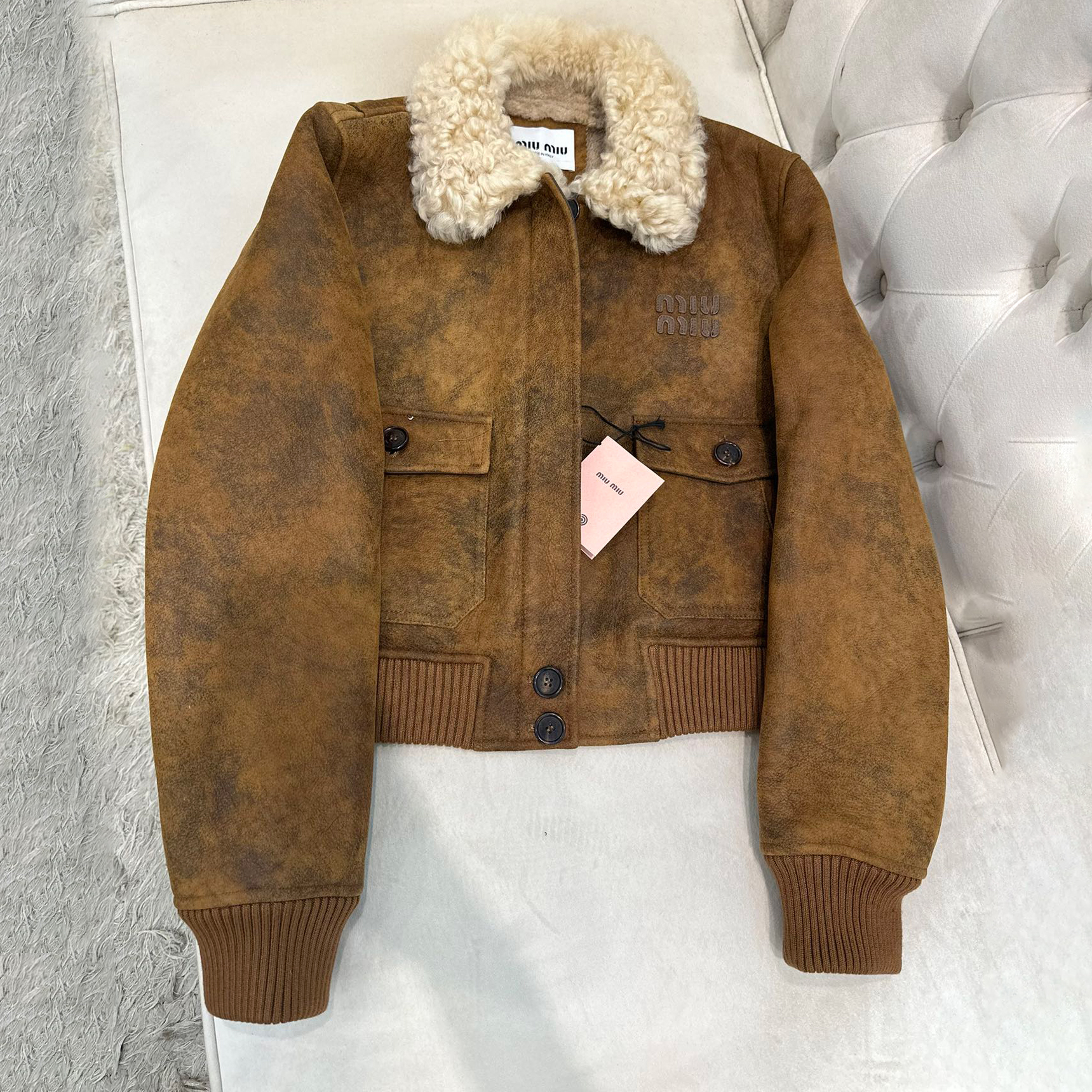 NIGO MiuMiu Women's Winter Fashion Casual Solid Color Lapel Single Breasted Deerskin Suede Brushed Long-Sleeve Cotton Coat Jacket #nigo78619