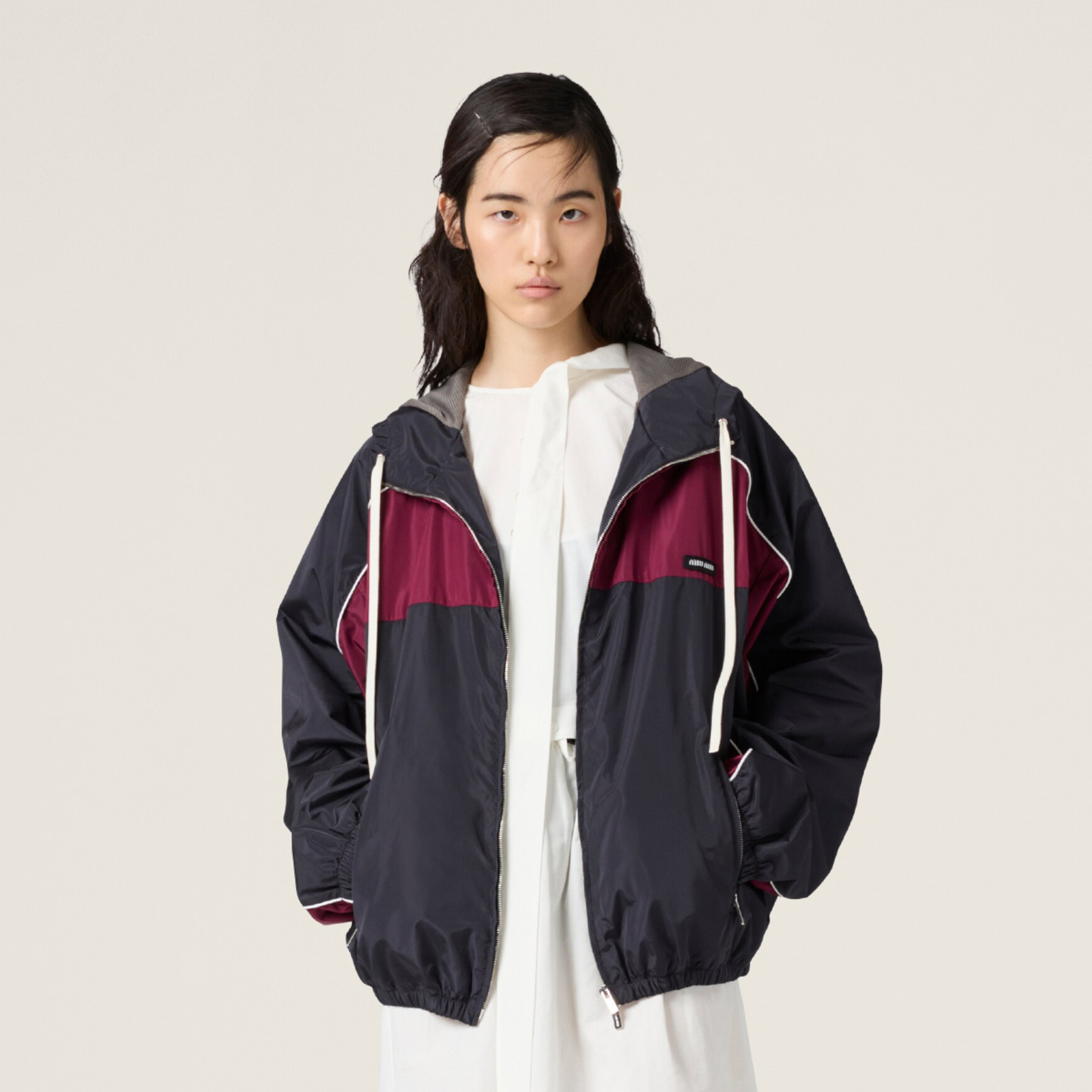 NIGO MiuMiu Women's Spring/Fall Fashion Casual Vintage Striped Color-Blocked Oversized Hooded Zipper Long Sleeve Jacket #nigo78589