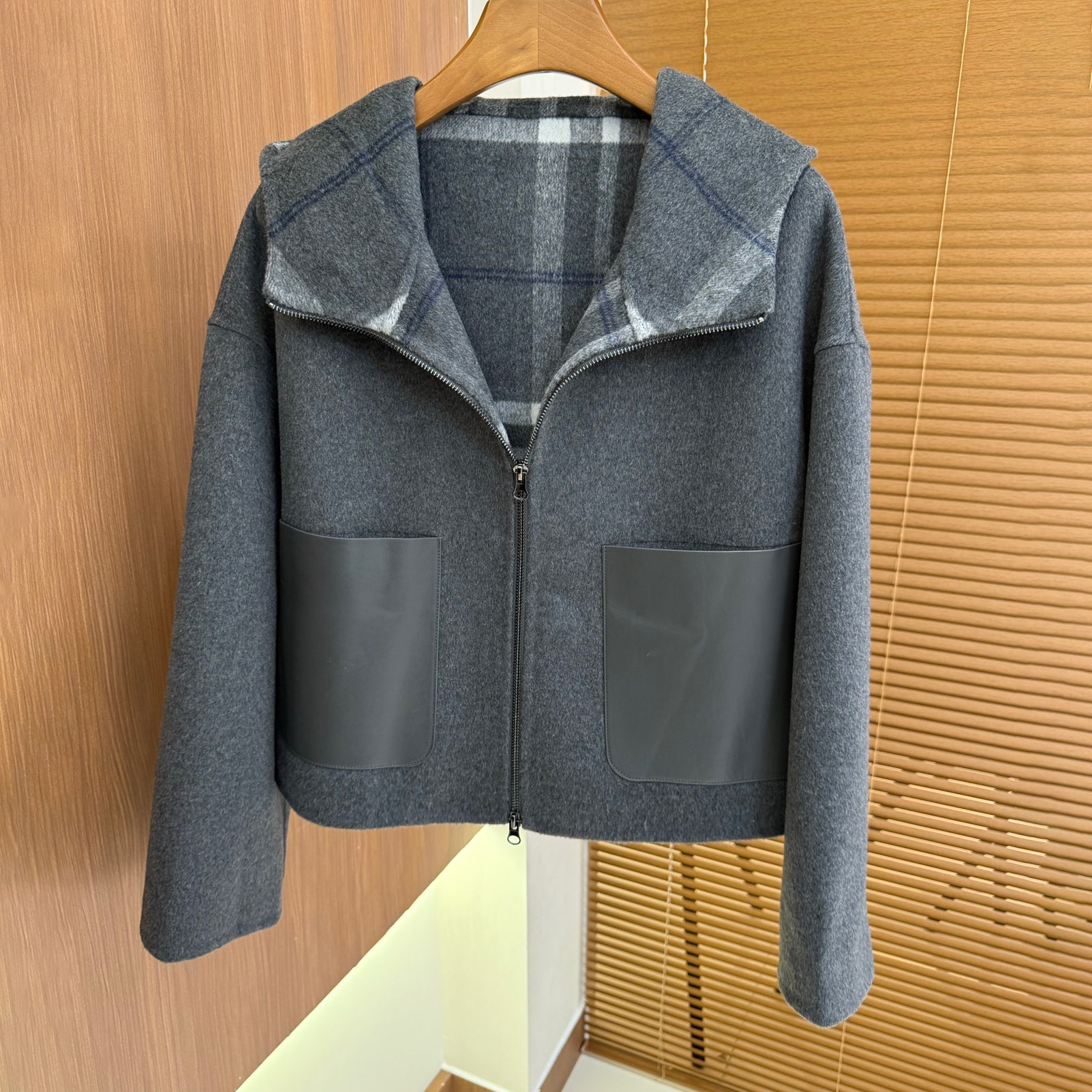 NIGO Burberry Women's Fall/winter Fashion Casual Hooded Zipper Leather Pocket Cashmere Long Sleeve Coat Jacket (For Specific Sizes Please Contact Customer Service) #nigo78621