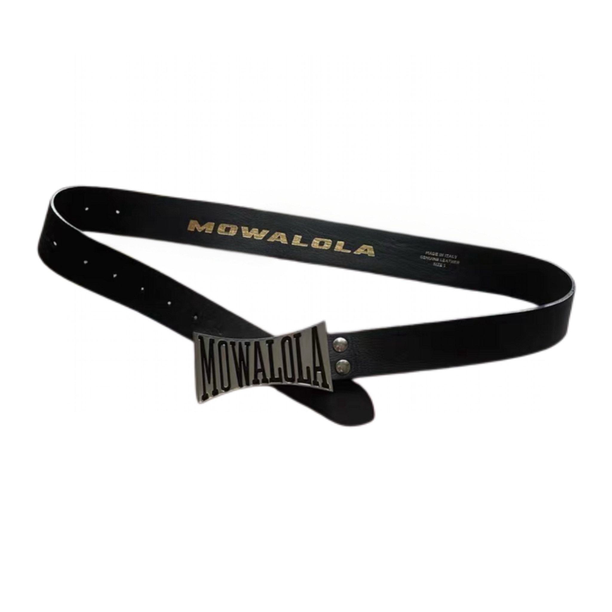NIGO Mowalola Metal Logo Nameplate Italian Head Layer Cowhide Hot Stamping Belt Yvl Yeji The Same High Street Trend Casual Black Belt Accessories #nigo81458