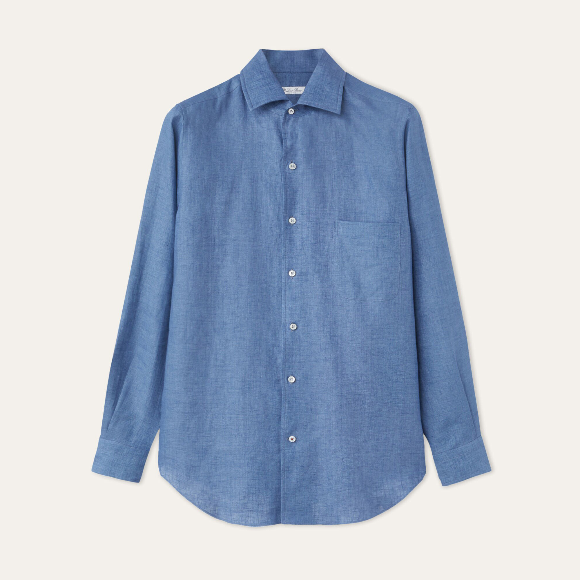 NIGO Loro Piana Men's Spring/Fall Fashion Classic Solid-Color Collared Single-Button Linen Shirt #nigo78636