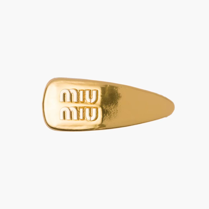 NIGO MiuMiu Women's 3D Logo-Embellished Solid-Color Patent Leather Hair Clip With Velvet Hair Accessory #nigo81551
