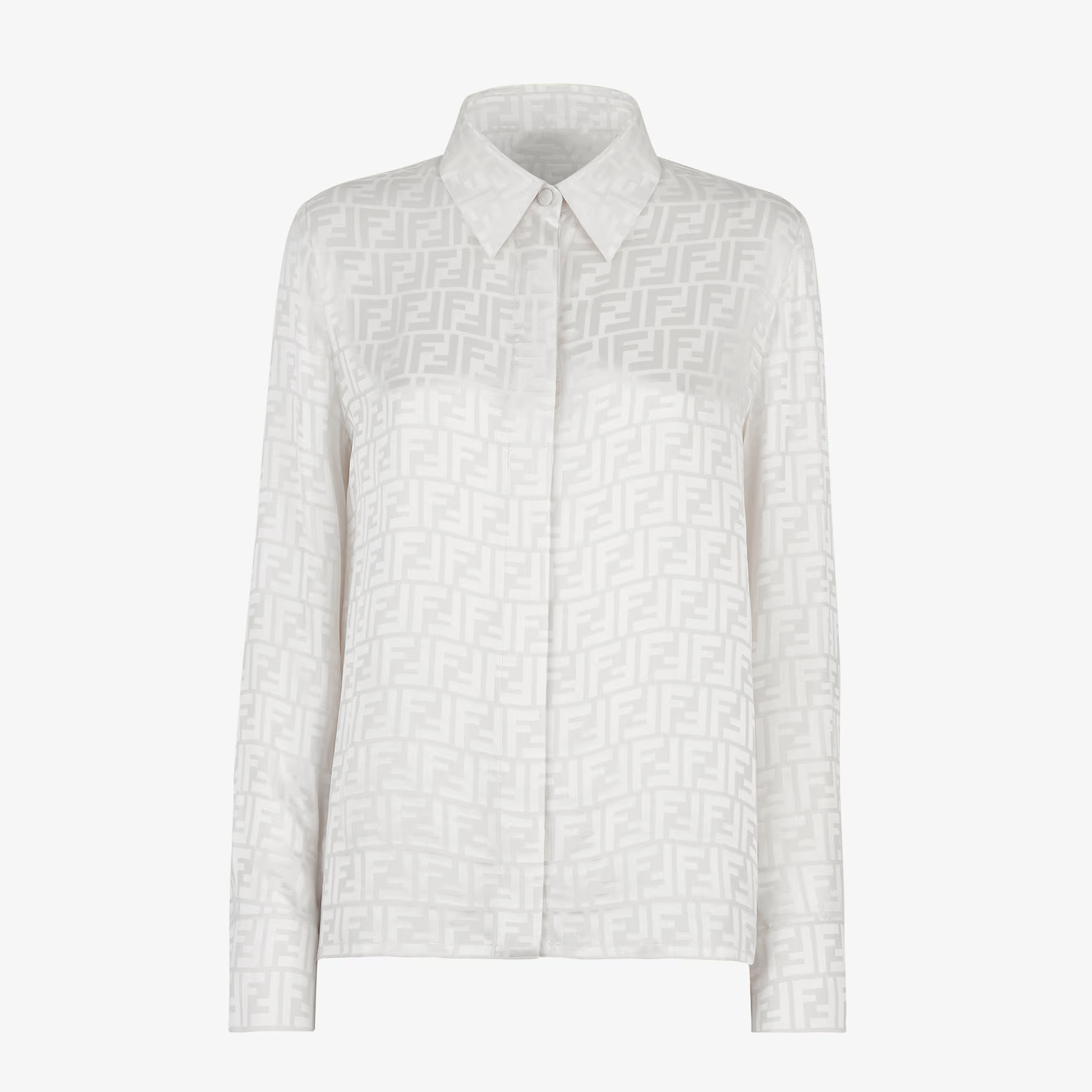 NIGO Fendi Men's Women's  Autumn And Winter New Silk Light Cotton Solid Color Lapel Shirt Ff Jacquard Logo Fashion Loose Casual Long-sleeved Shirt! #nigo81616