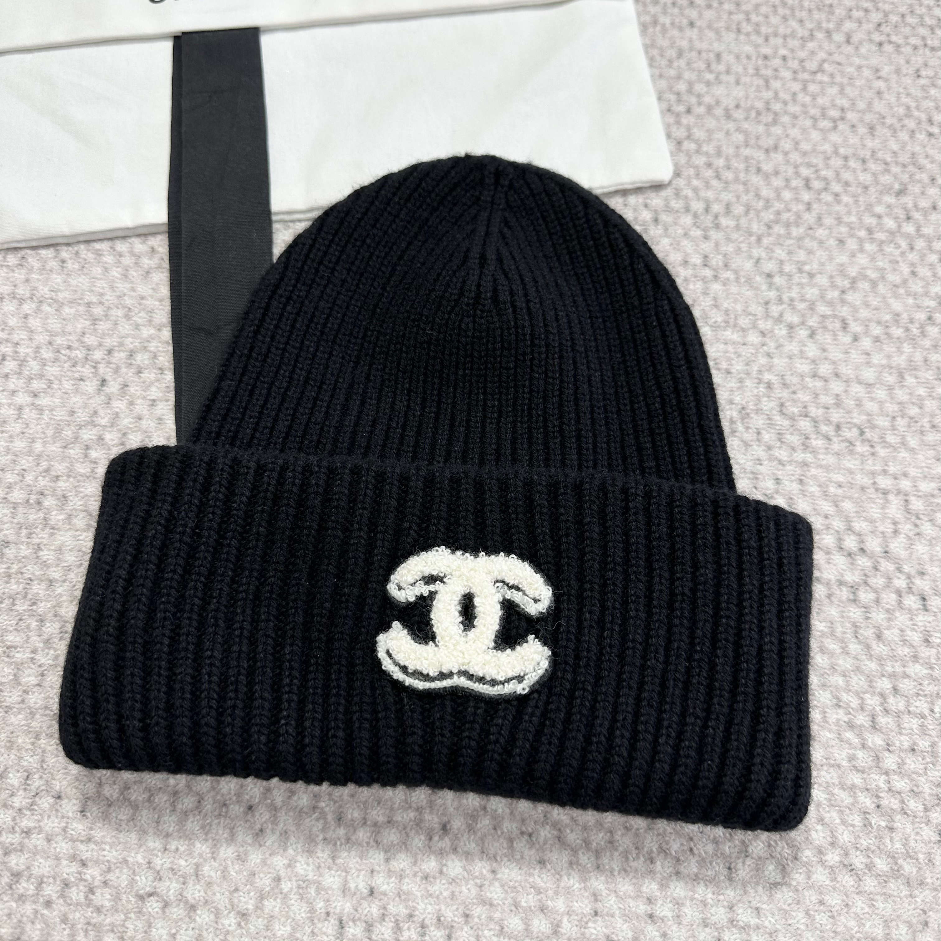 NIGO Chanel Women's Fall/Winter Casual Fashion Solid Color Double C Knit Cashmere Hat Hat Accessories #nigo78628