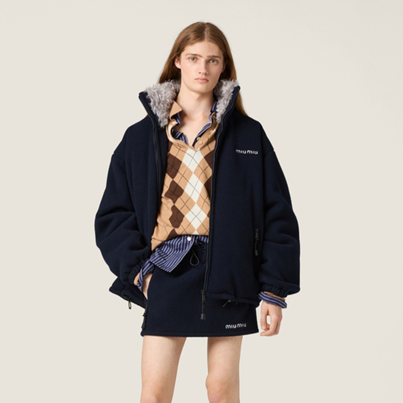 NIGO MiuMiu Women's Embroidered Logo Stand Collar Solid Color Zipper Long Sleeve Puffer Down Jacket For Fall/Winter #nigo81558