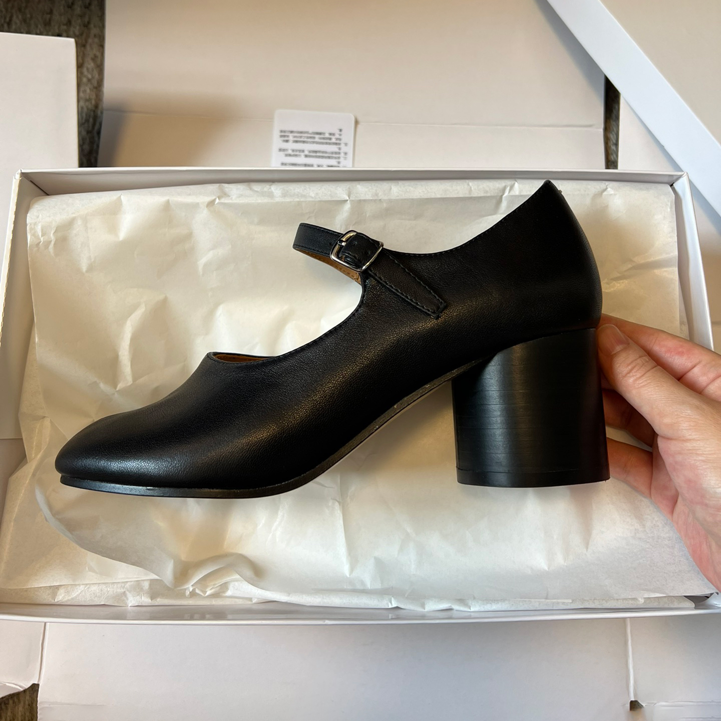 NIGO Maison Margiela Women's Spring/Fall Fashion Classic Round Toe Slip On Solid Color Leather Chunky Heel Mary Jane Split Toe Shoes #nigo78646