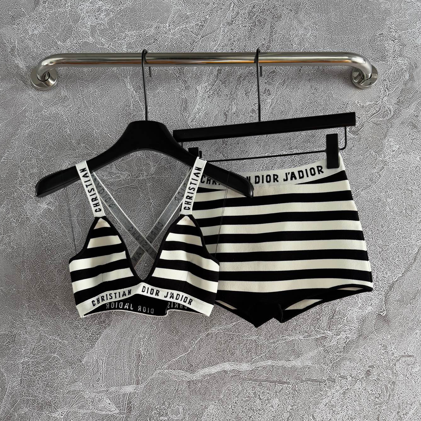 NIGO Dior Women's Fashion Casual Strappy Underwear Set with Embroidered Logo and Contrasting Letter Stripes Suit Set #nigo78649
