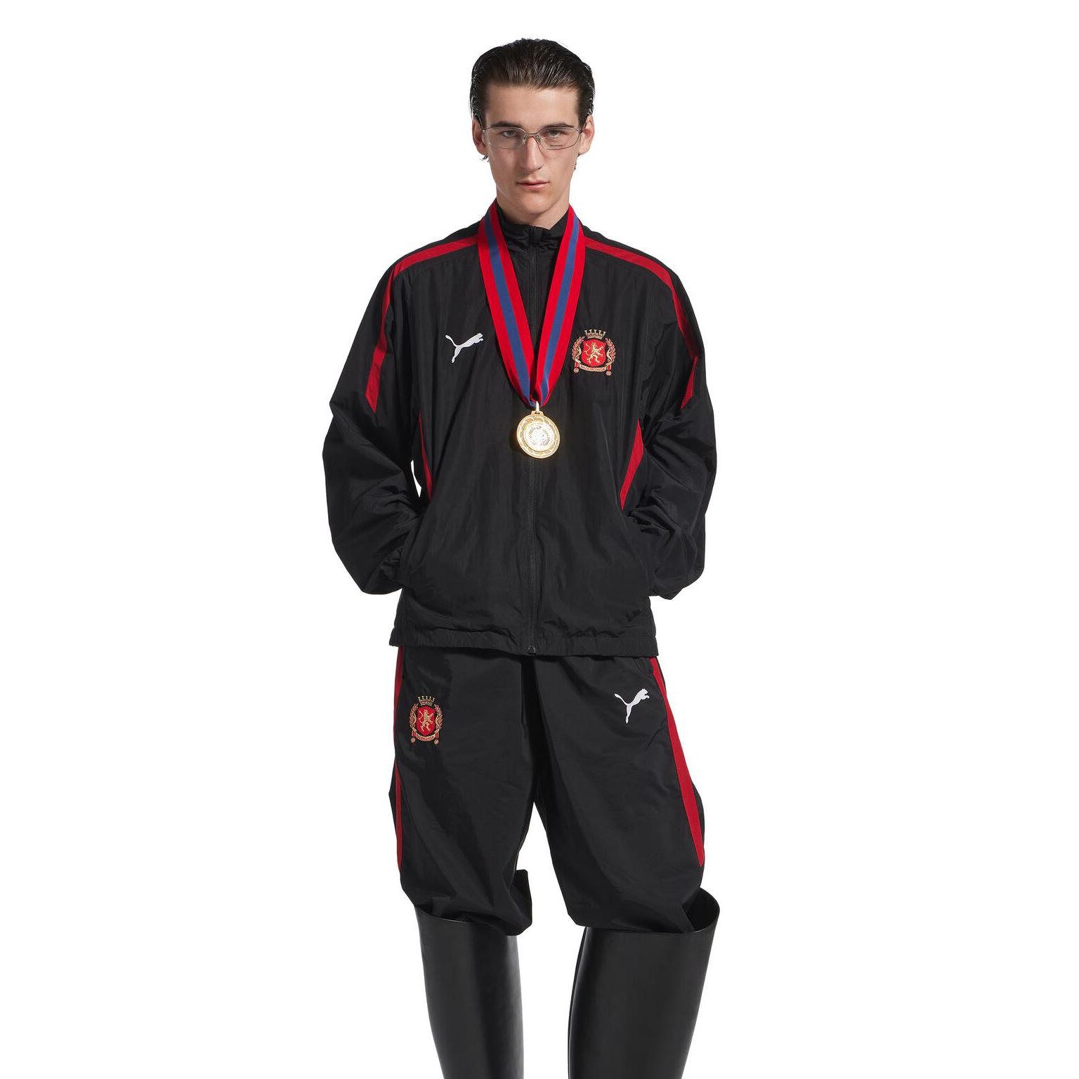 NIGO Balenciaga BALENCIAGA | PUMA TRACKSUIT Men's Spring/Fall Fashion Casual Stand Collar Zipper Twill Weave Jacket & Solid Color Relaxed Fit Casual Pants Set #nigo78652