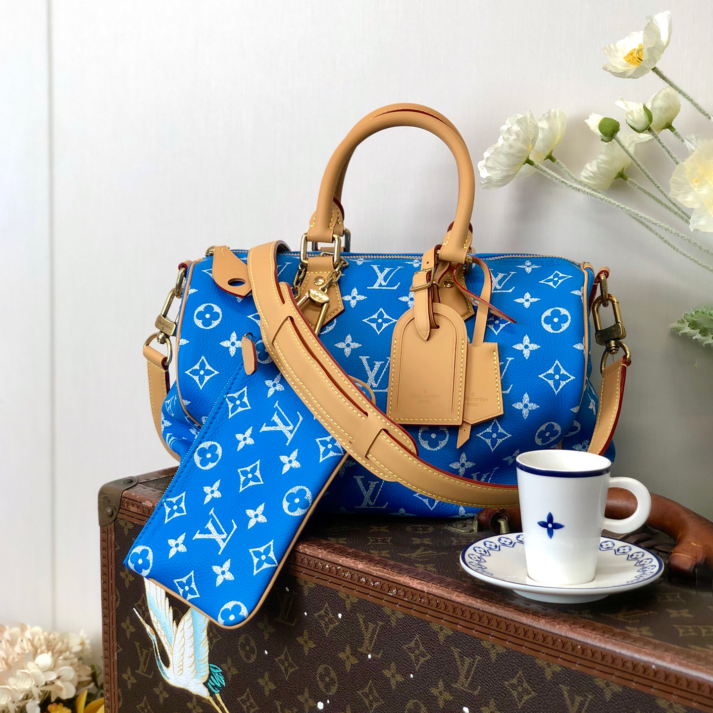 NIGO Louis Vuitton Women's Fashion Classic Sapphire Blue Logo Zipper Closure Leather Shoulder Bag Handbags In Small Medium And Large Sizes Crossbody Bag Bags #nigo78656