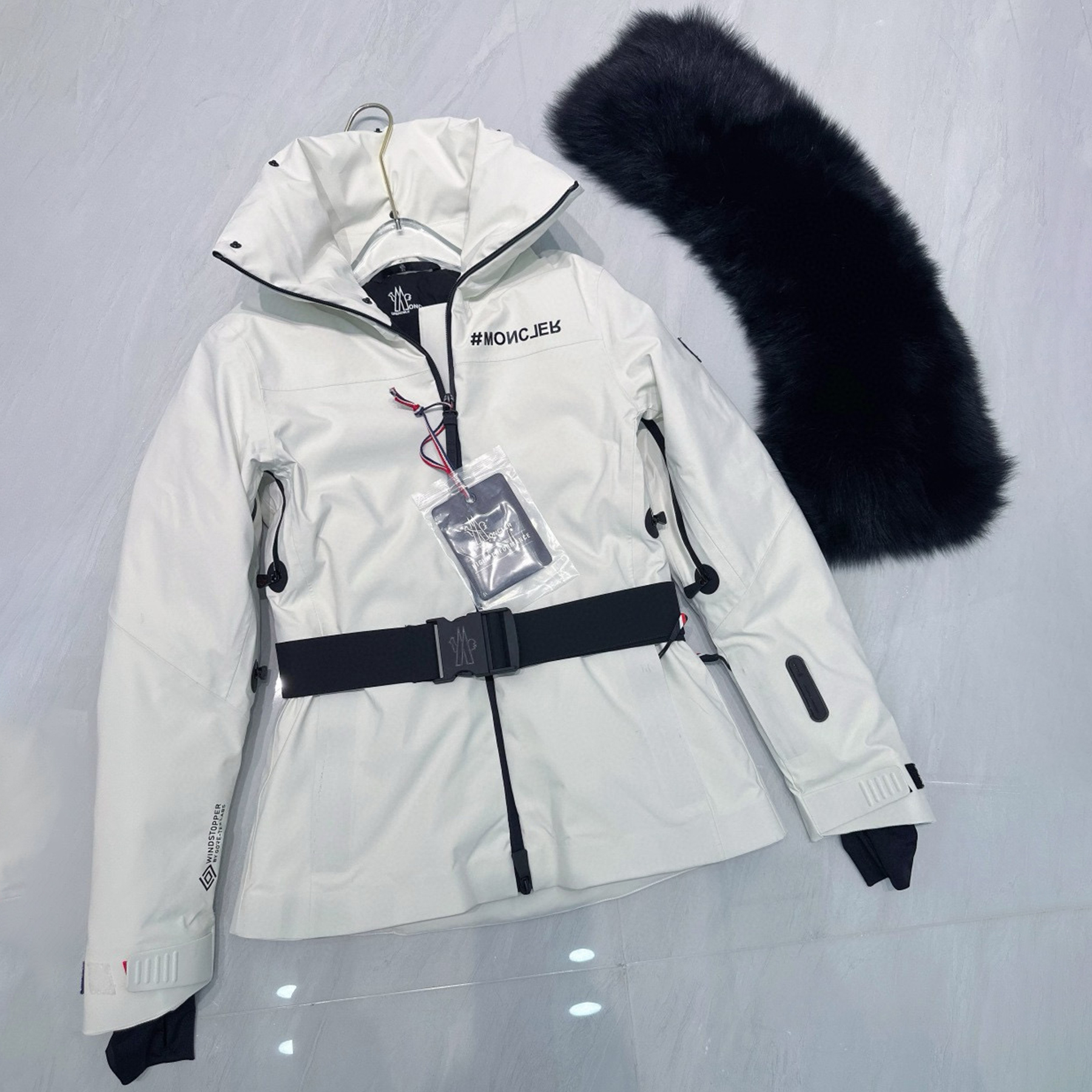 NIGO Moncler Women's Fall And Winter Outdoor Skiwear Hair Collar Zipper Jacket Fashion Trend Casual Warm Ski Sportswear Straight Pants Suit Set #nigo81624