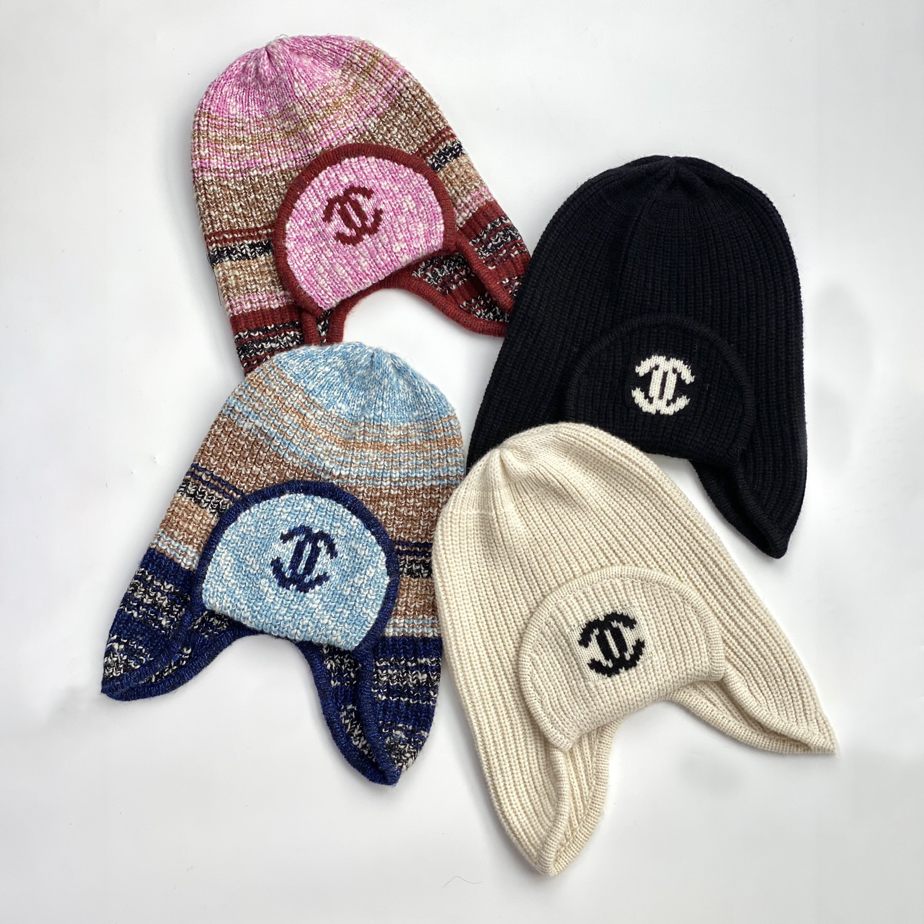 NIGO Chanel Women's Autumn and Winter Colorblocking Knitted Ski Hat Cap #nigo74565