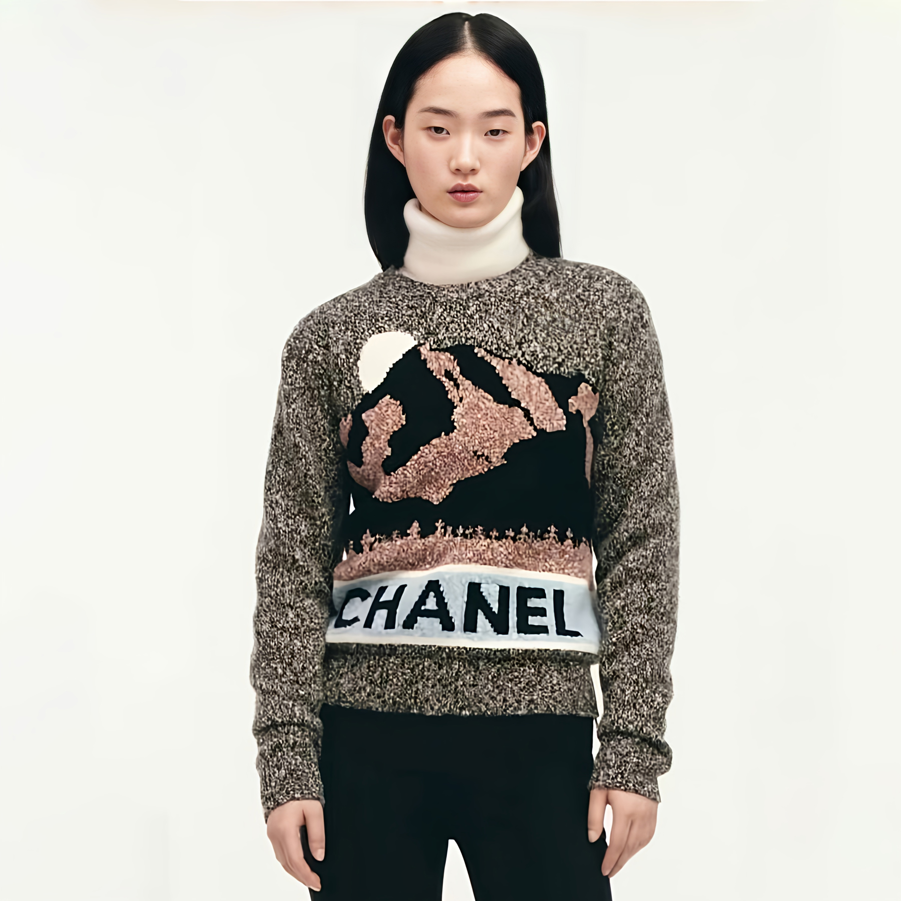 NIGO Chanel Women's Fall And Winter Clashing Jacquard Logo Cashmere Sweater Color Blocking Retro Knitted Round Neck Long Sleeve Pullover Sweater #nigo81644
