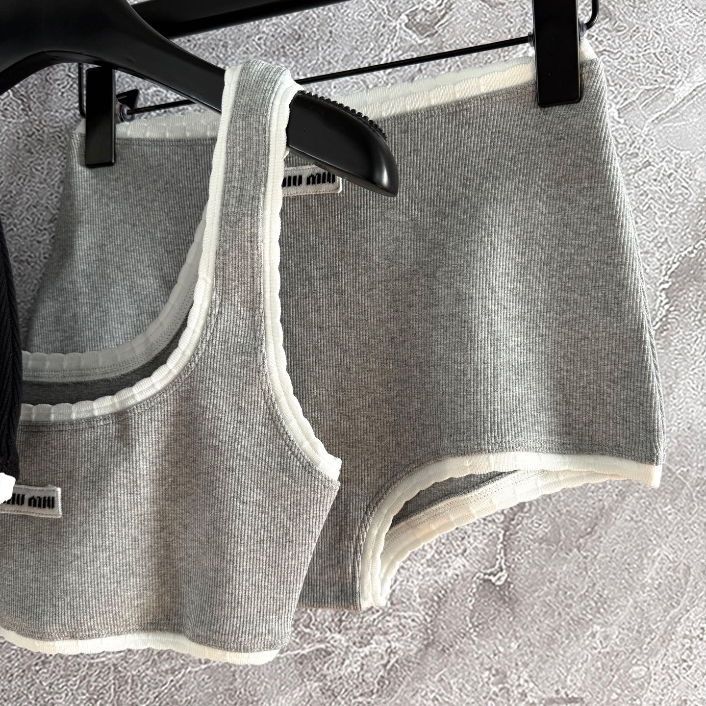 NIGO MiuMiu Women's Fashion Casual Solid Color Letter Logo Sports Bra Ribbed Cotton Panty Suit Set #nigo78648