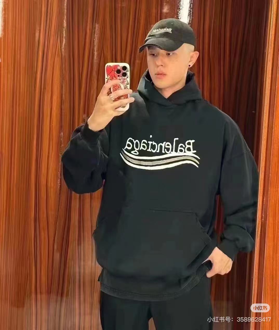 NIGO Balenciaga Men's Fall/winter Political Campaign Black Printed Sweatshirt Hooded Long Sleeve Pullover Sweatshirt ﻿#nigo81634